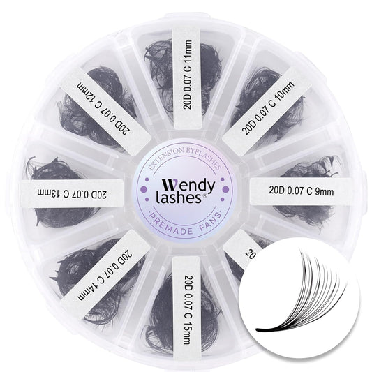 Pre-made Fans for Eyelash Extension 500+20D D Curl Handmade Loose Volume Lashes9-16mm