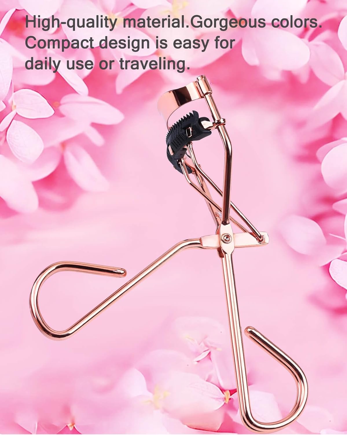 Eyelash Curlers with Comb IMMER LIEBEN Fashion Cute Eye Lash Curler with 3 Combs, 3 Refill, 10 Seconds for Long-Lasting Curl Rose Gold