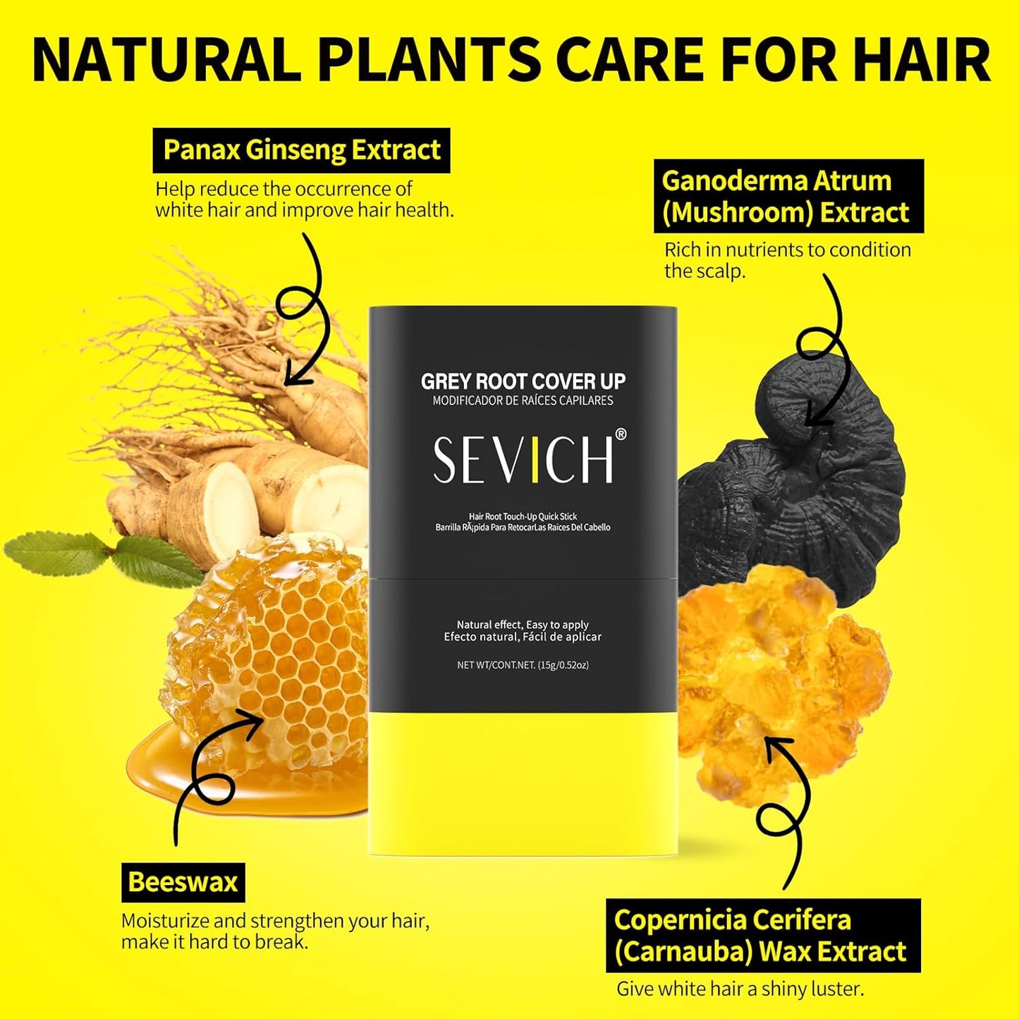 SEVICH Touch Up Comb 2 in 1 Korean, Instant Hair Root Touch-Up Stick | Dual-Sided Design For Natural Gray Coverage, Long-Lasting Moisturizing Formula With Plant Extracts,15g Dark brown