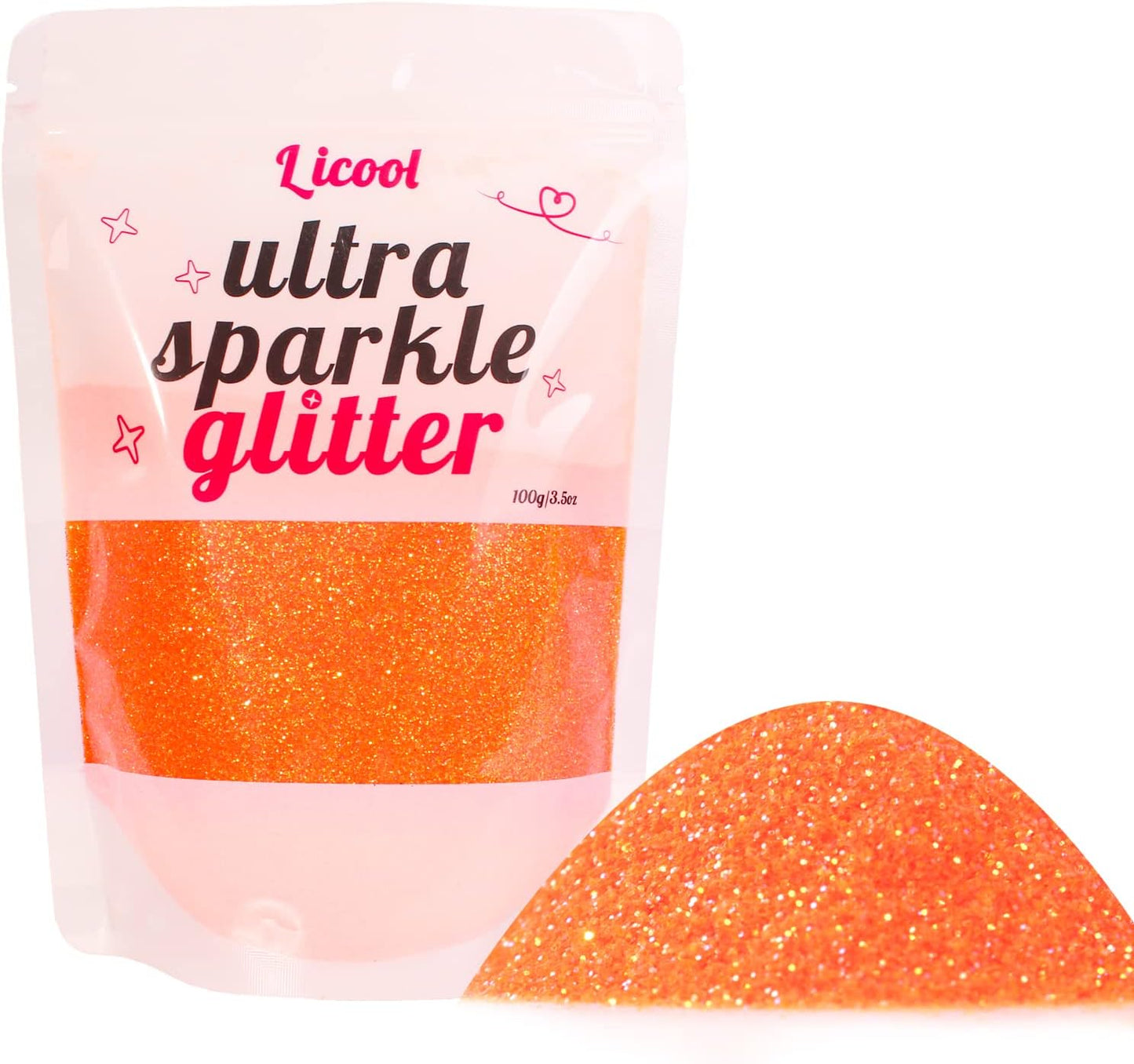 100g/3.5oz Pack Iridescent Rainbow Fine Glitter for DIY Craft, Epoxy Resin, Tumblers, Candle Making, Festival Decoration, Makeup, Body, Eye, Nail Art (Iridescent Orange)