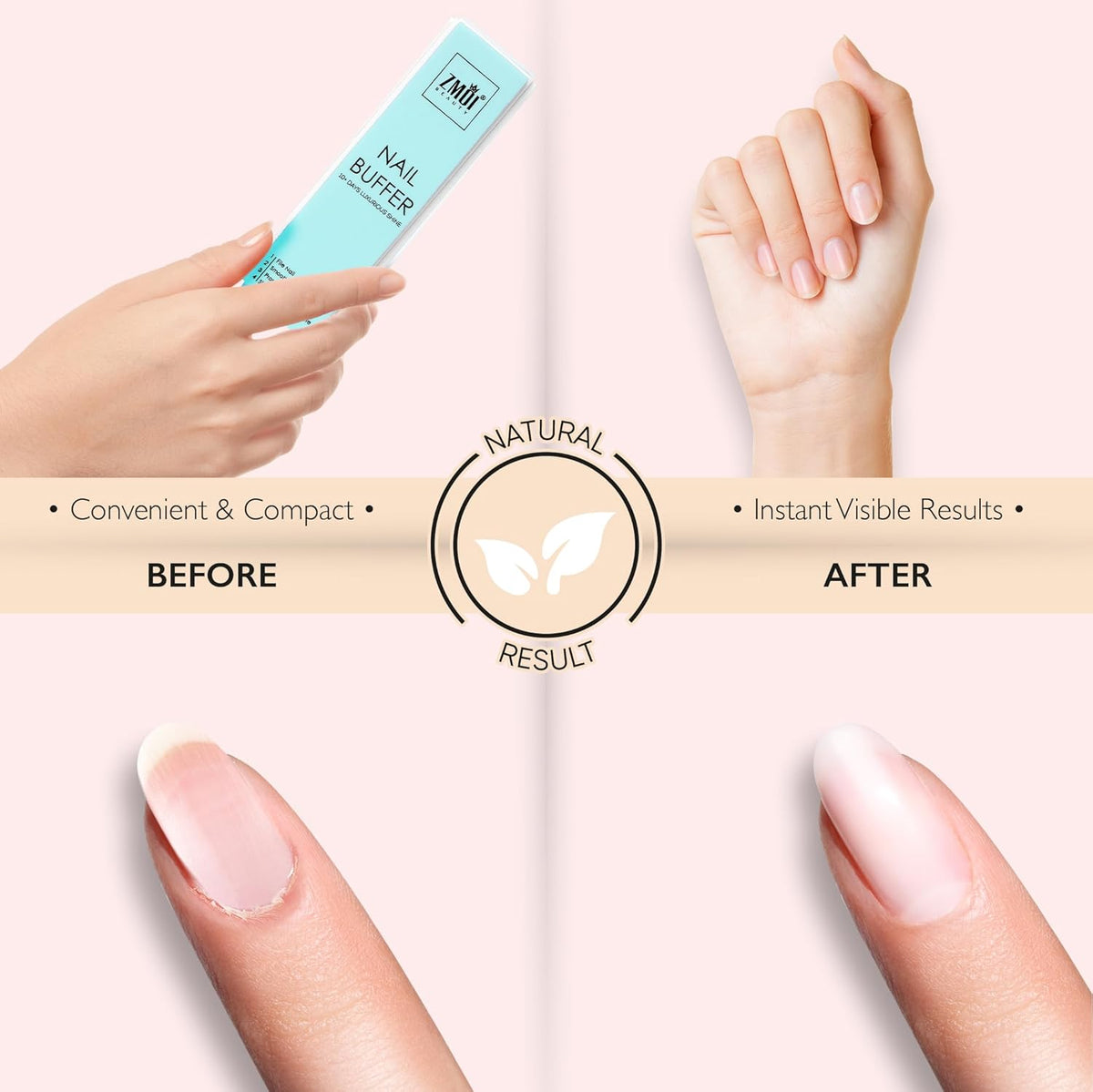Pro Nail Buffer Block – 2 Pack Luxurious Shine Korean 4-Way Nail Buffing Block – Natural Shine Nails – Manicure/Pedicure Tools for Home and Salon