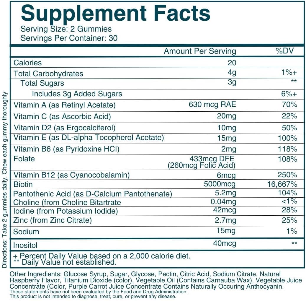 WEEM Hair Skin and Nails Gummies - Supports Healthy Hair - Vegan biotin Vitamins for Women & Men Supports Faster Hair Growth, Stronger Nails, Healthy Skin, Extra Strength (2)