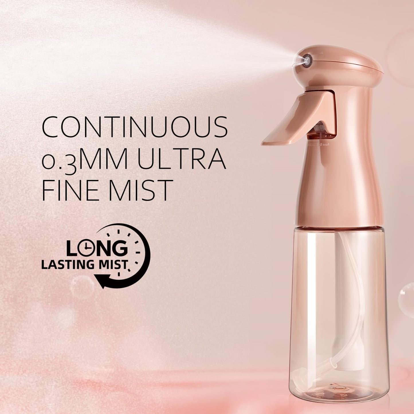 Spray Bottle For Hair, Continuous Mister Sprayer, Ultra Fine Mist Empty Spraying Water Bottles for Hairstyling, Barbers, Salons, Essential Oil Scents, Cleaning, Plants (2 Pack, 6.8 OZ)