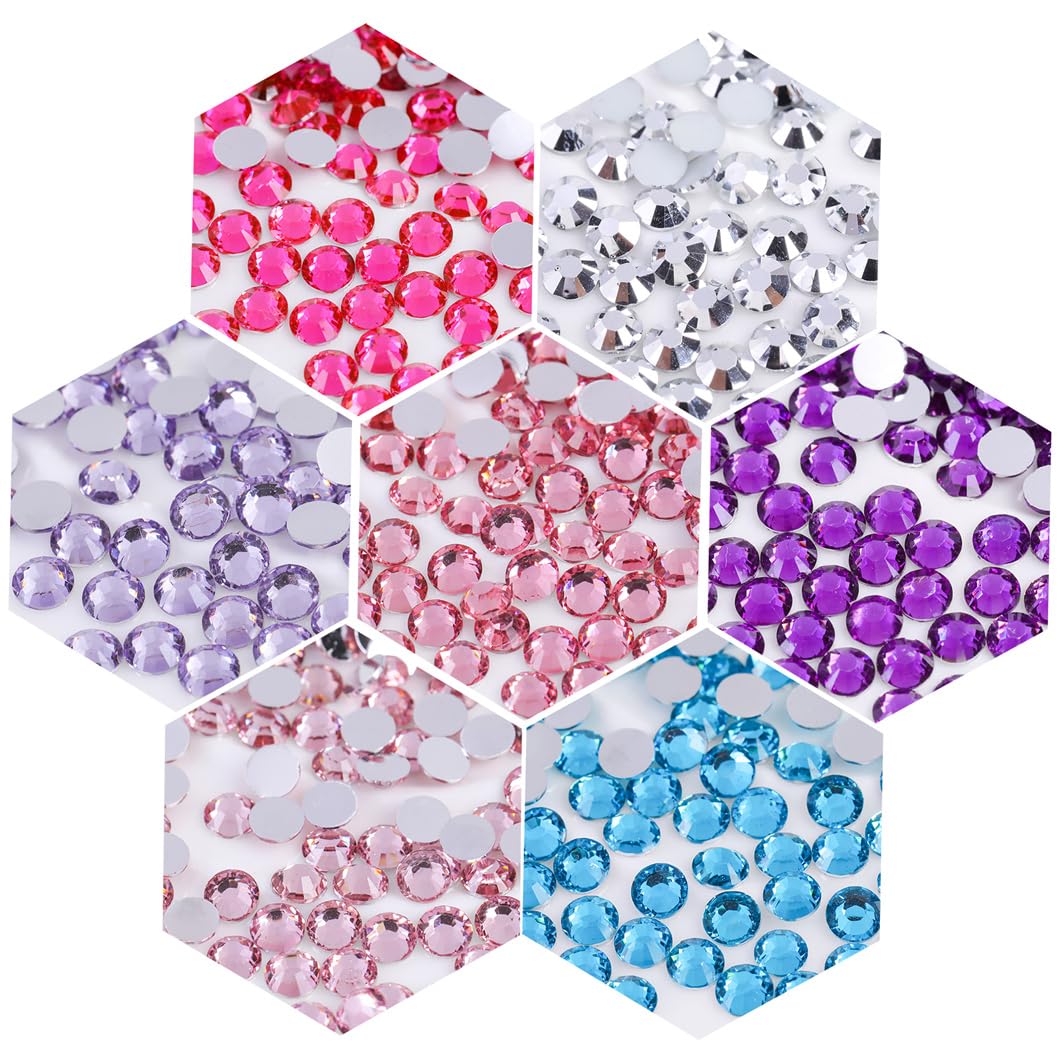 3000 Pieces SS6 2mm Flatback Rhinestones Clear Glass Round Gems Crystals for Nail Art DIY Crafts Clothes Shoes Bags （Champagne）