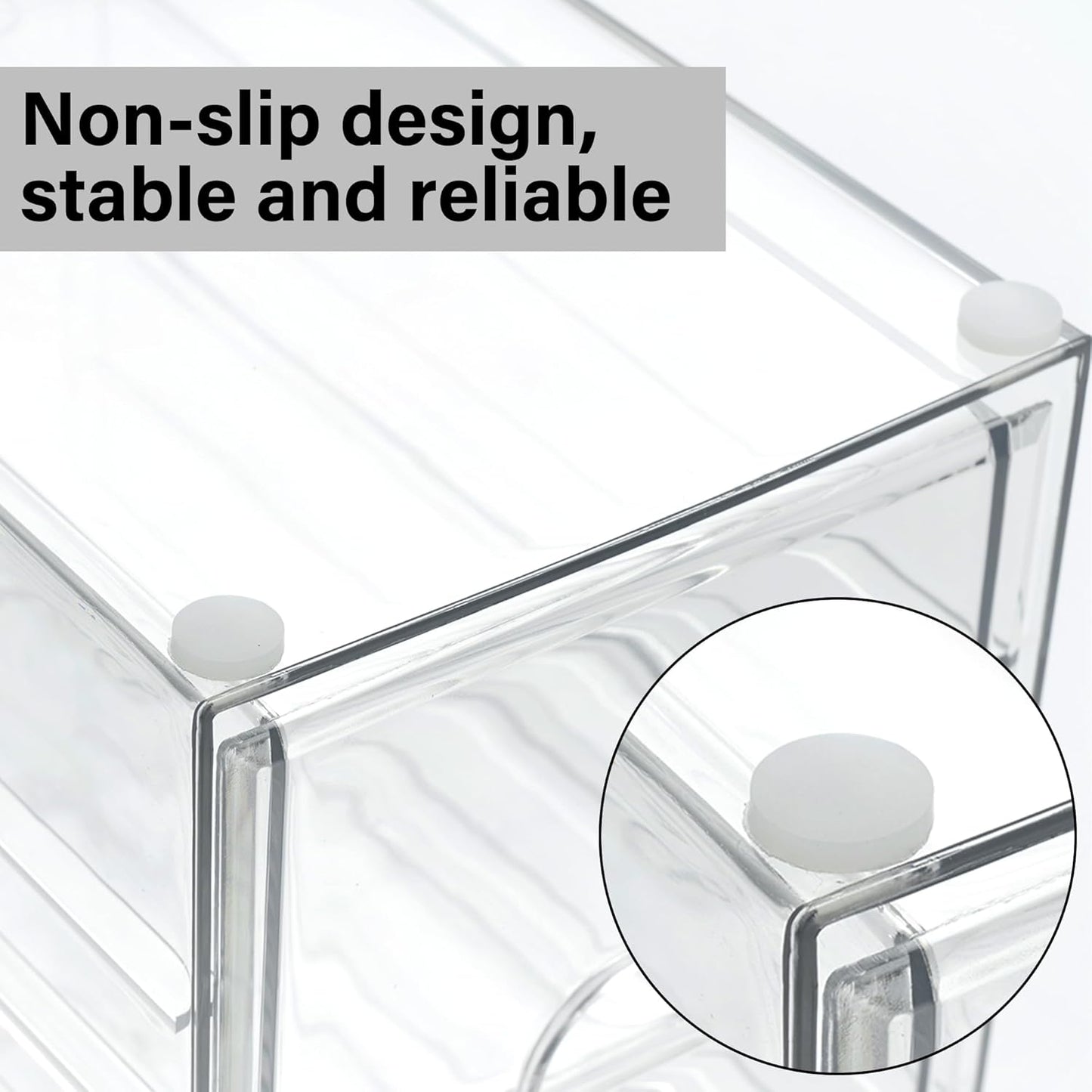 Prsildan Acrylic Drawer Makeup Organizer with 6 Drawers, Set of 2 Office Desk Organizers Accessories, Clear Stackable Storage Drawers for Vanity, Craft, Not for Baby Bottle (Largest Drawer 4" Tall)