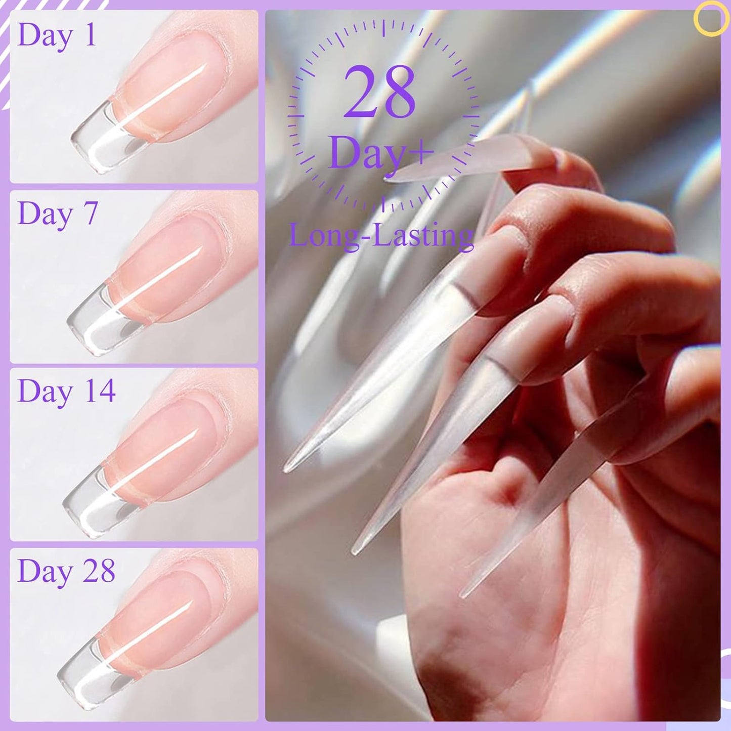 SAVILAND LED & U V Builder Nail Gel - 100 G Large Capacity Clear Hard Gel for Nails, Nail Extension Strengthen Hard Builder Kit Stuff for DIY Art Manicure Set