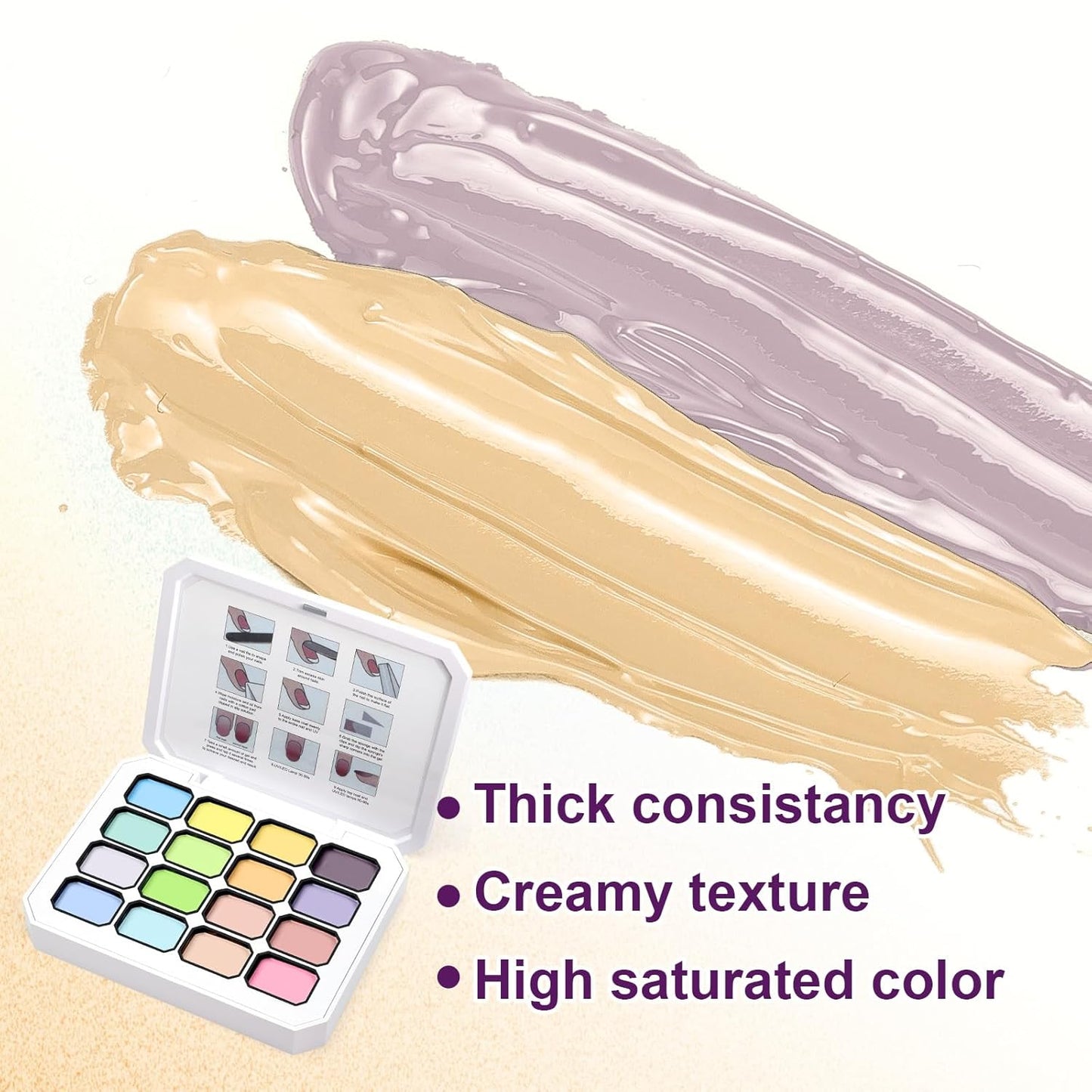 Gradient Painting Gel, 16 Colors Ombre Gel Nail Polish for Ombre Nails Aura Nails, French Manicure DIY Nail Art, Long-lasting High-glossy No-wipe Home DIY Palette Cloud Fluff
