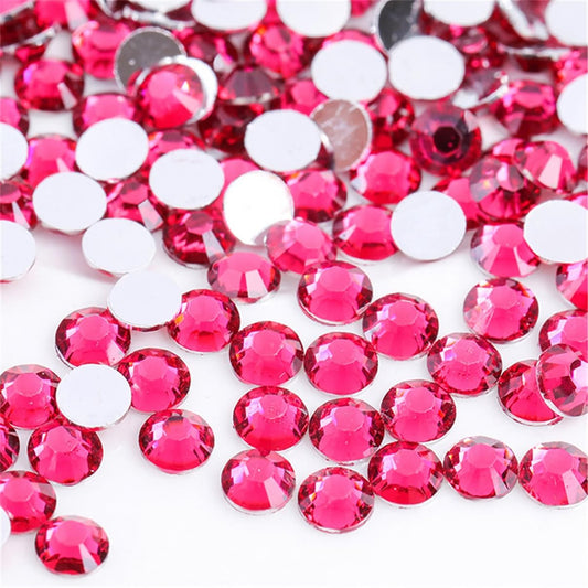 3000 Pieces SS12 3mm Flatback Rhinestones Clear Glass Round Gems Crystals for Nail Art DIY Crafts Clothes Shoes Bags （Light Rose Red）