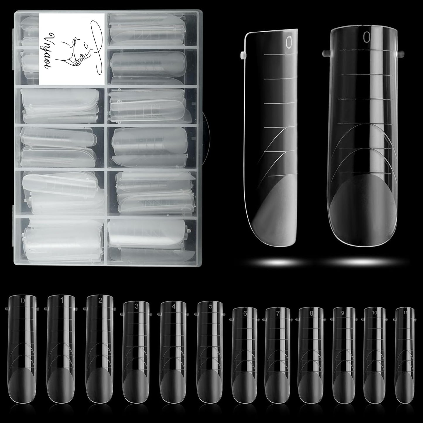 120 Pcs Poly Extension Gel Dual Nail Forms Nail Molds With Scale Builder Coffin Nail for Gel Manicure Nail Art Design Salon DIY at Home (Long Square Head Frosted Dual Nail Forms Set)