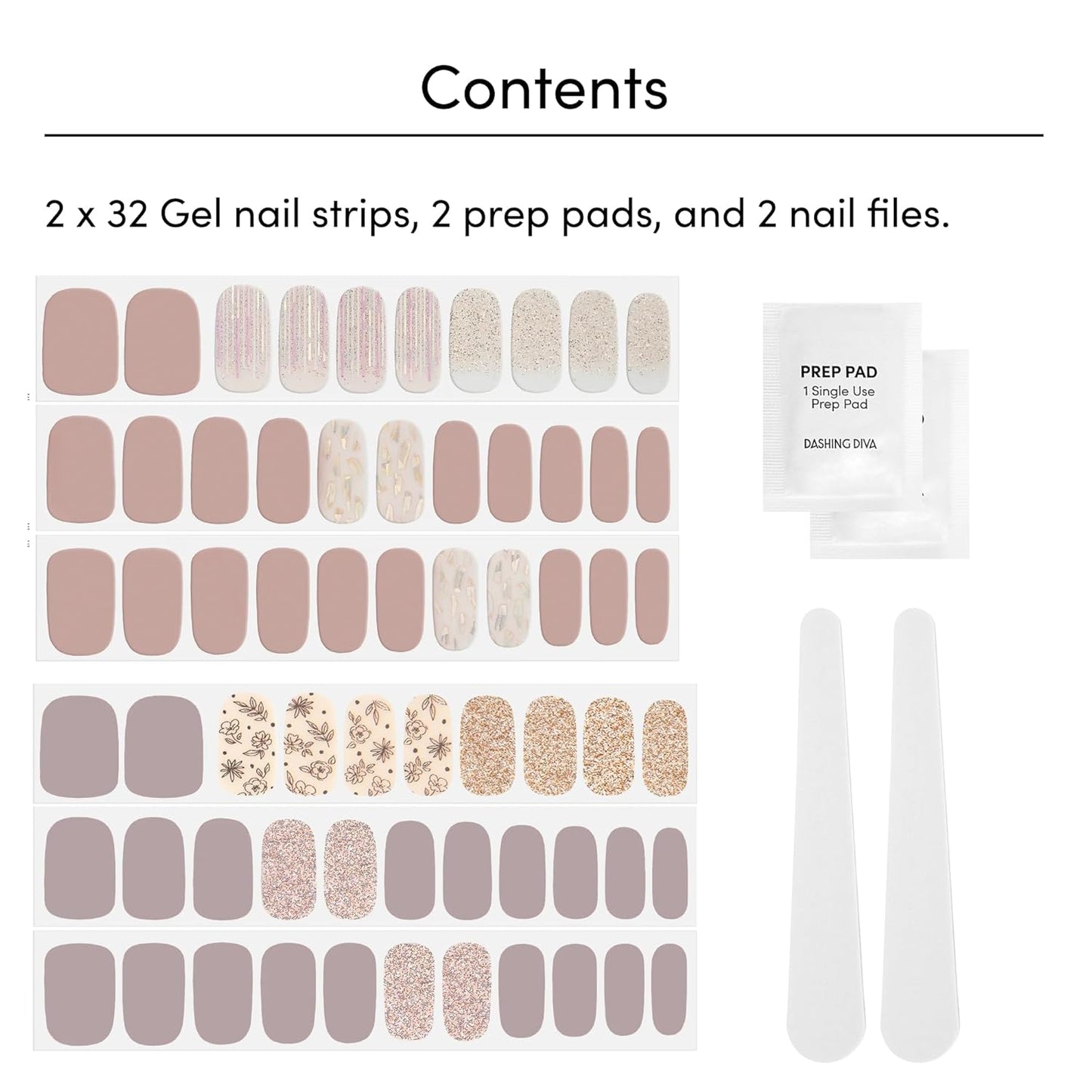 Dashing Diva Gloss Nail Strips Bundle - The Best Sellers Collection - Lavender Dreams & After Glow - UV Free, Chip Resistant, Long Lasting Gel Stickers - Contains 2 Sets