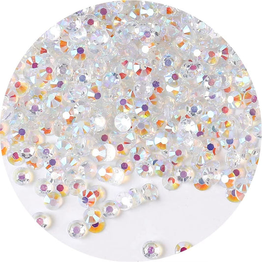 4500 Pcs SS6 2mm AB Flatback Rhinestones for Nails Art Crafts Transparent Glitter Round Gems Crystals DIY Clothes Shoes(Clear White AB)