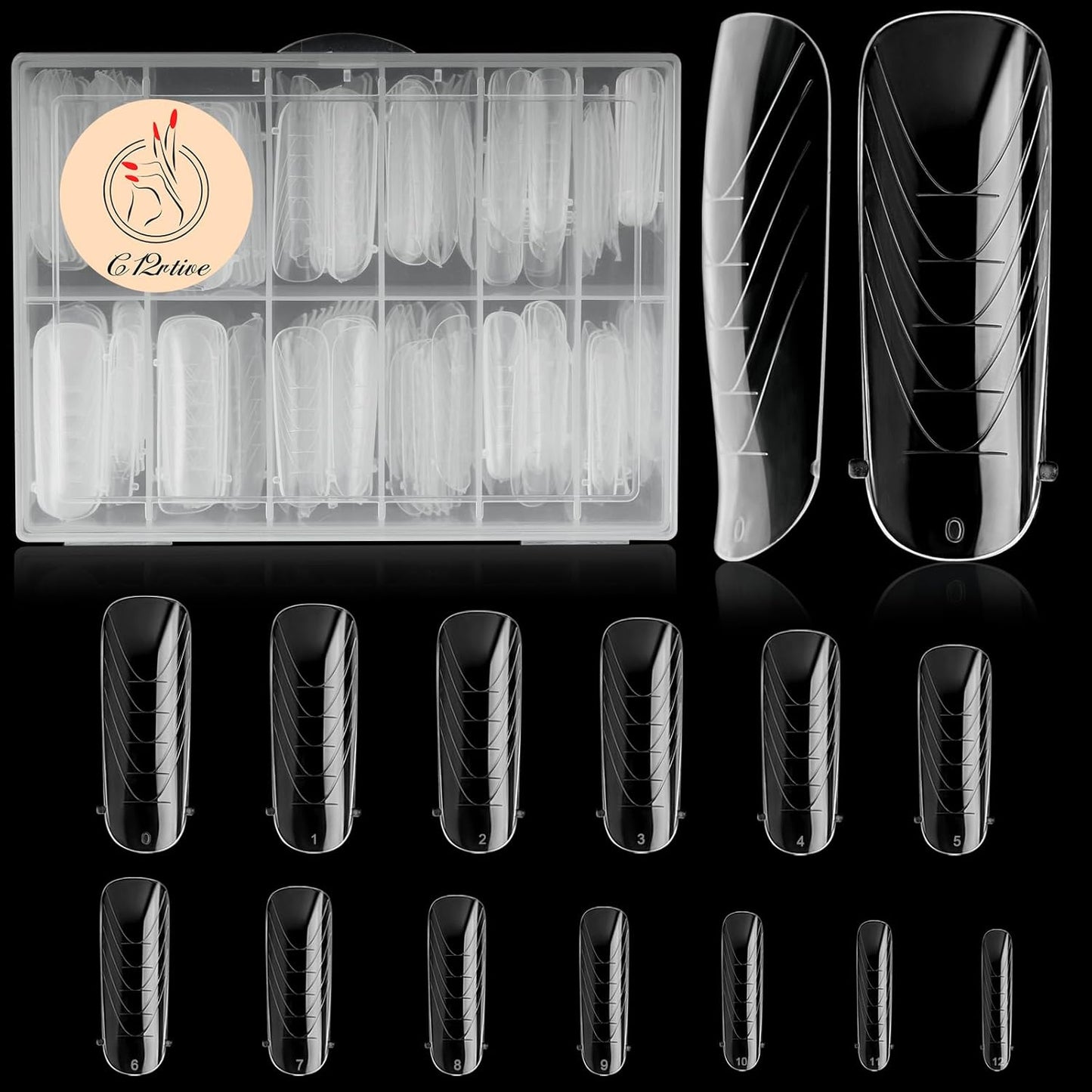 130Pcs Dual Nail Forms,Flat Oval Extension Poly nail gel Nail Forms Full Cover Reusable Nail Molds 13 Sizes for Solid Nail Gel Glue Nail Art Design Salon&DIY
