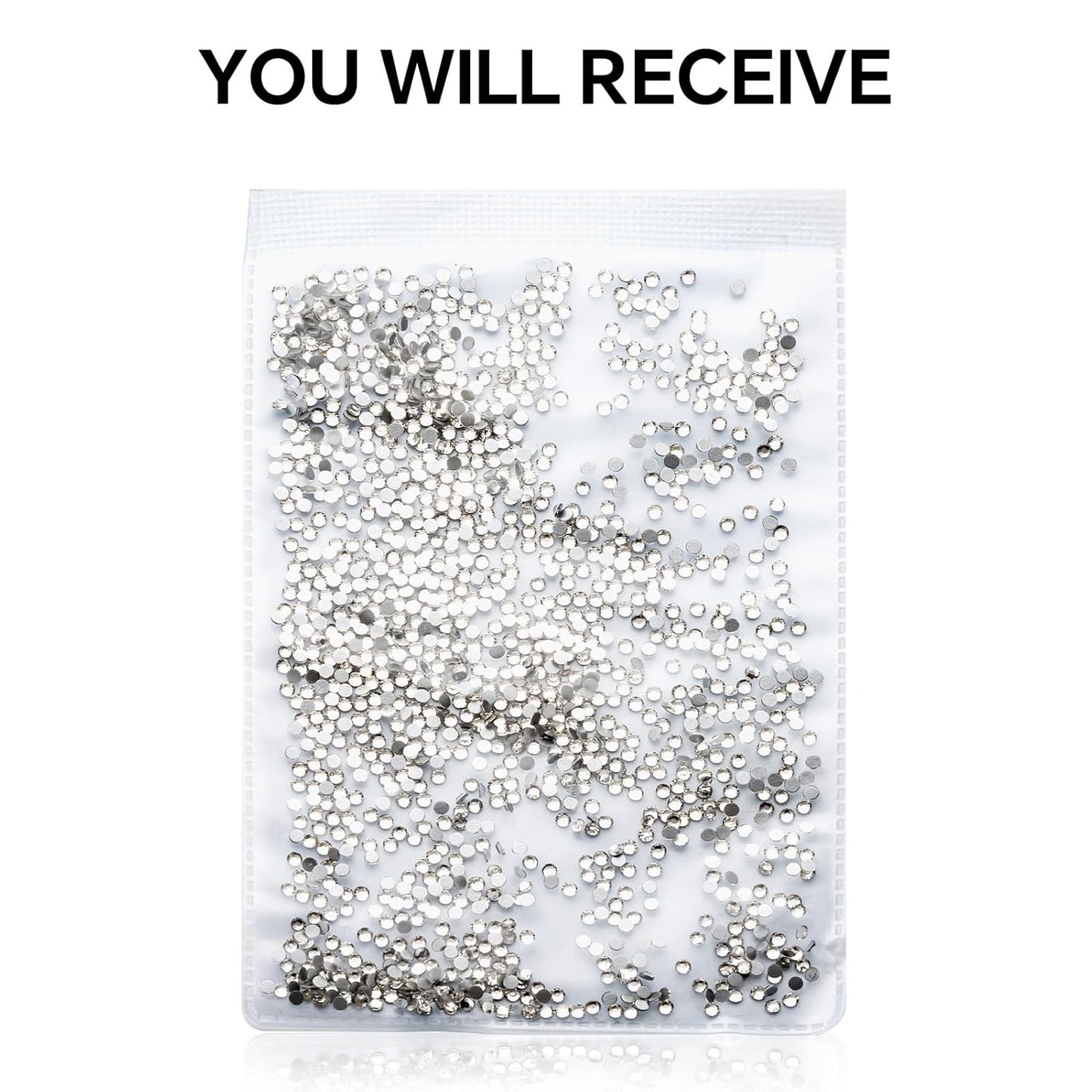 3000Pcs White Crystal Rhinestones,Glass Flatback Rhinestones Mini Gemstones for Nail Face Makeup Art Crafts Clothes Decoration -(SS8,2.4mm,White)