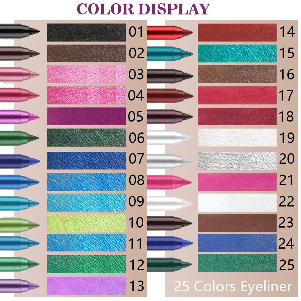 evpct Brown Eyeliner Pencils for Eyes, Brown Colored Eye Liner Pencil Pen Makeup Waterproof Smudge Proof, Colored Gel Waterline Eyeliner Liquid, Face Eye Paint Stick Halloween Makeup 16
