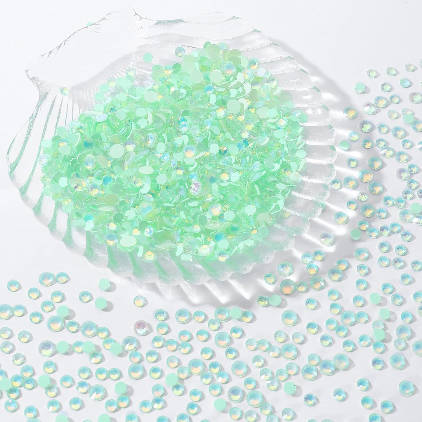 F Light Green Flatback Rhinestones, Glass Rhinestones for Nail Art and Craft, Glue Fix, Loose Crystal Gemstones(F Light Green, SS30, 288pcs, 6.4-6.6mm)