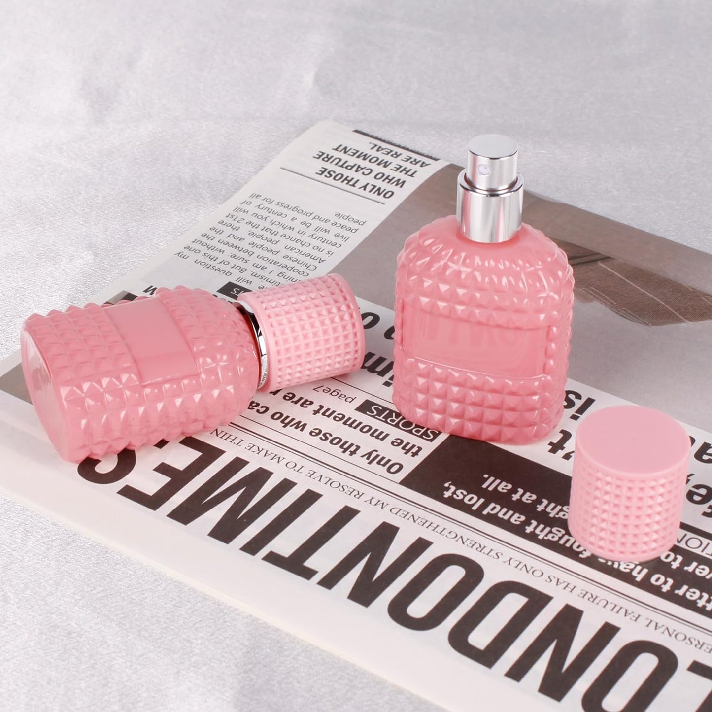 2 Pack 30ml Perfume Spray Bottles Empty, Refillable Glass Fine Mist Atomizer, Portable Travel Perfume Atomizers Fragrance Containers Sprayer for Cleaning, Essential Oils, Liquids (Pink)