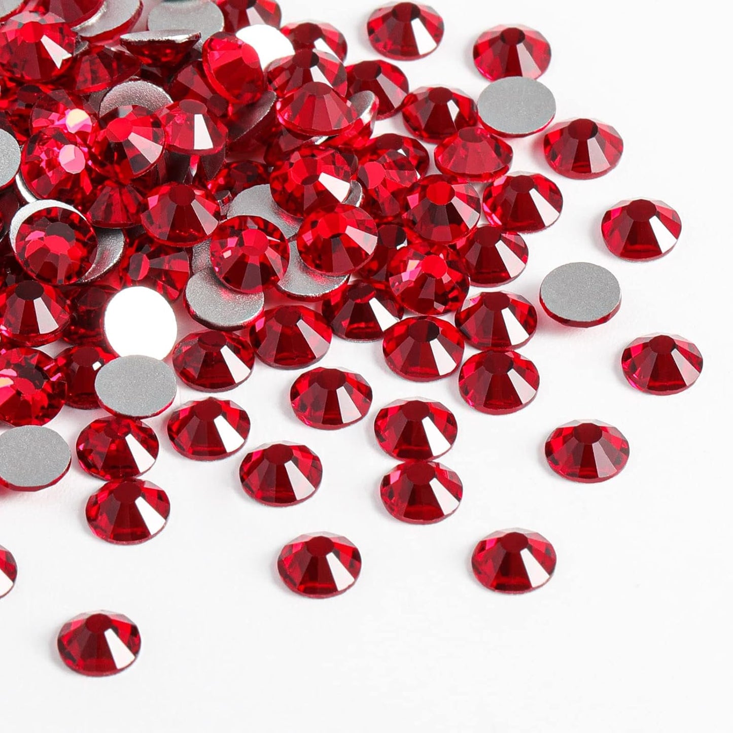 Beadsland 144pcs Flat Back Crystal Rhinestones Round Gems for Nail Art and Craft Glue Fix, Siam, SS40, 8.4-8.7mm