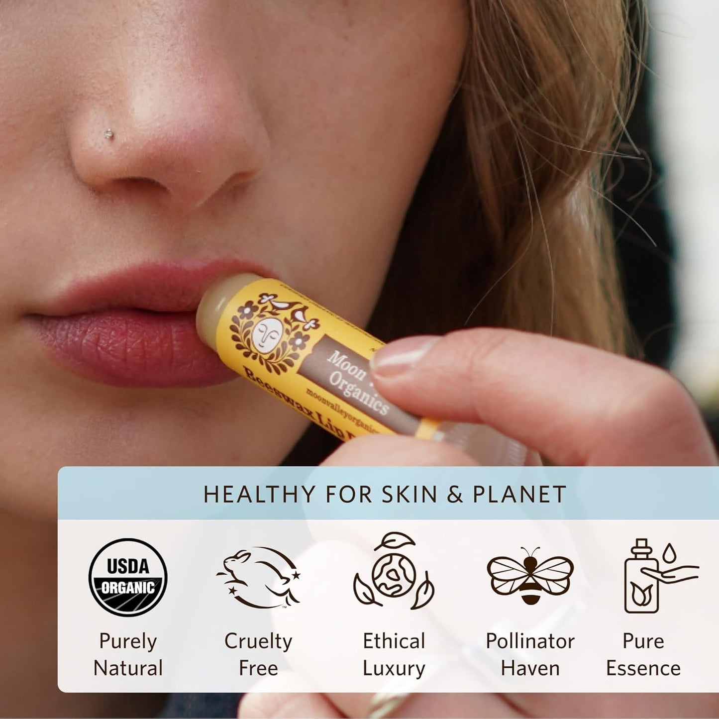 Moon Valley Organics Beeswax Lip Balm for Moisturizing Lips and Cuticles (COOL MINT VANILLA, 4 Count (Pack of 1))