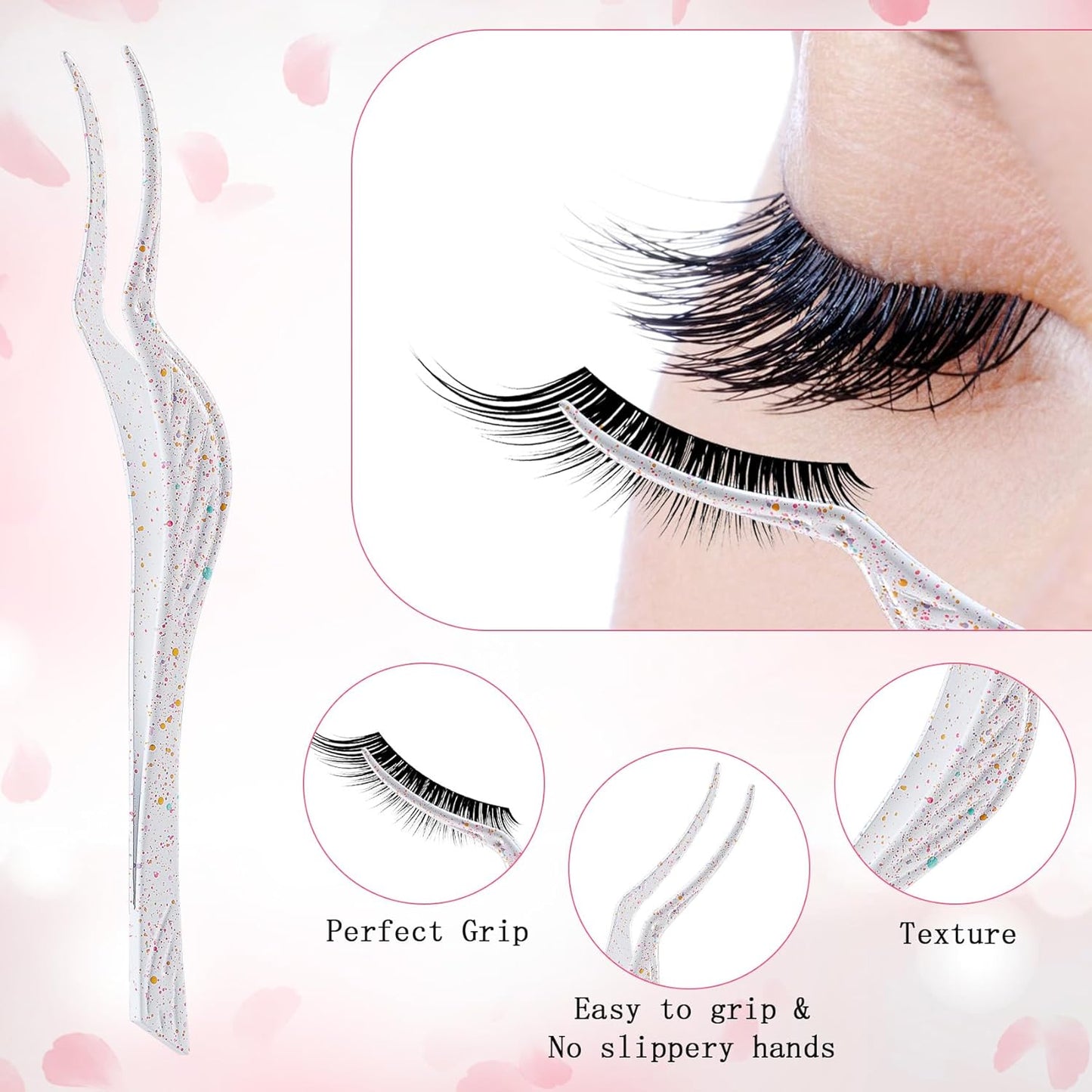 Eyelash Applicator Tool 3-pcs Lash Applicator Tool Set with Eyelash Extension Tweezers, Brush – Professional Eye Lash Applicator Tools for DIY Eyelash Extensions, Cluster Lashes