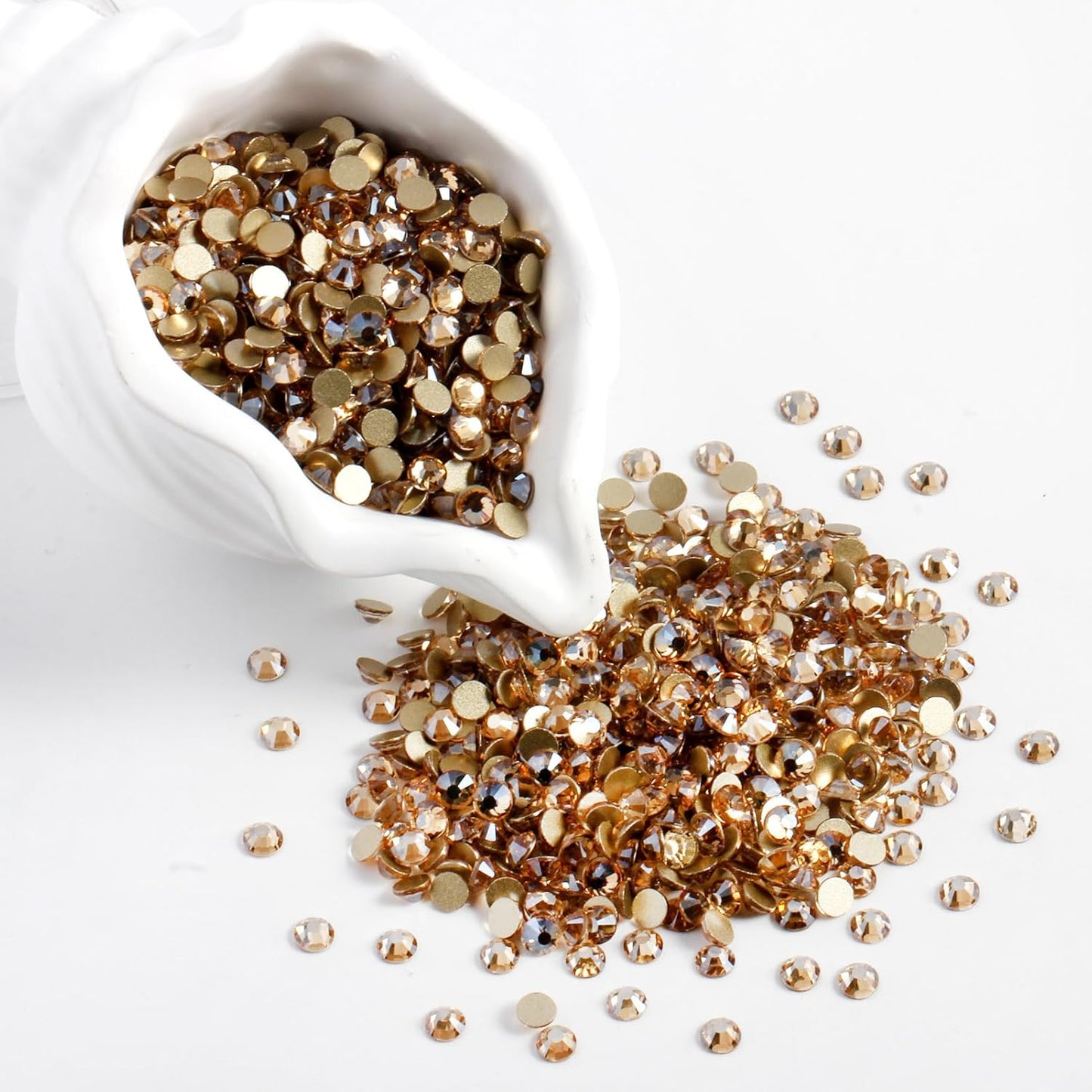 2000 PCS SS16 Flatback Rhinestones,12-Facet Diamond-Cut Glass Gems for Nail Art,Clothing,DIY Crafts,Glue-On Decoration Stones with Silver Backing,Golden Shadow