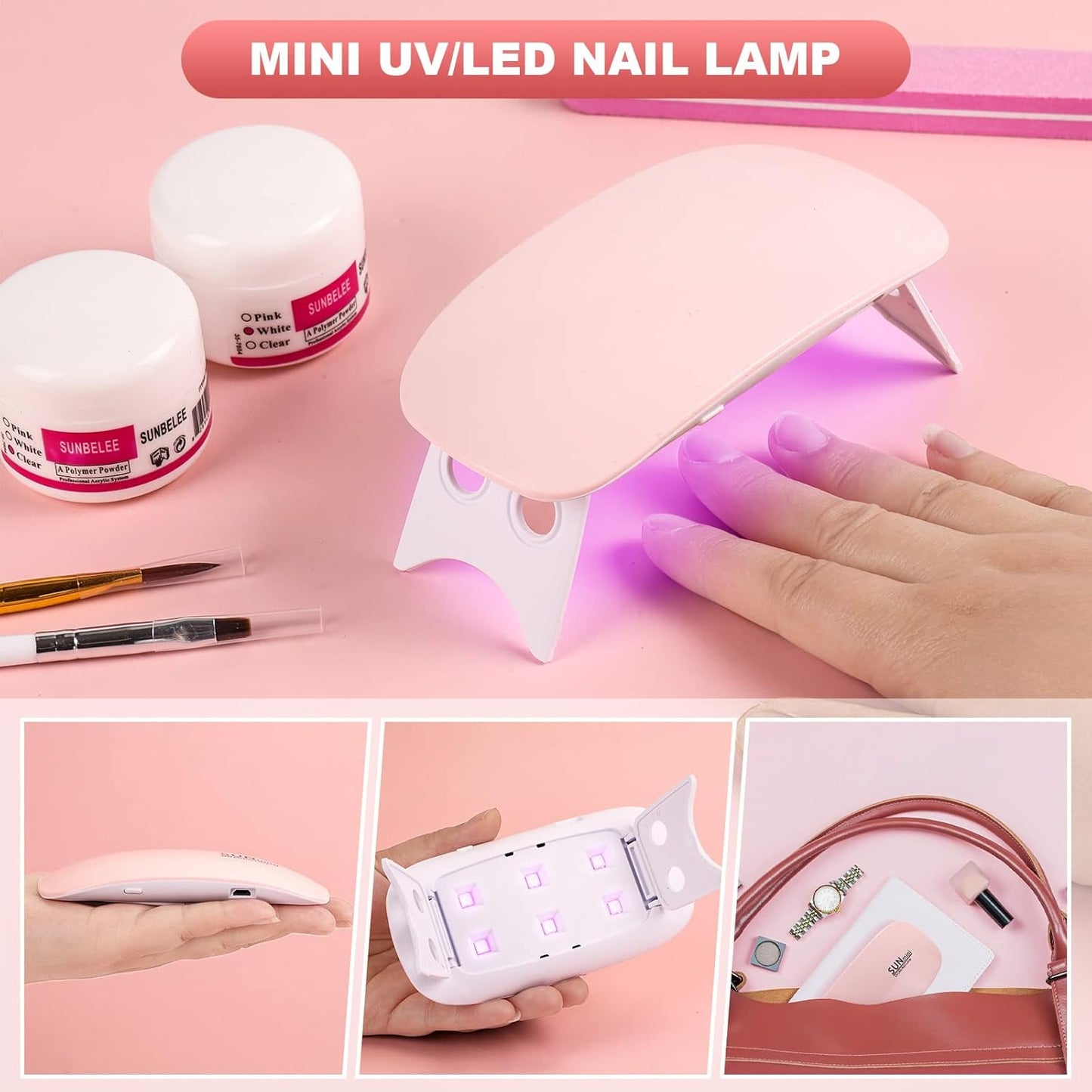 BLIFF Nail Kit Set Professional Acrylic with Everything, with Gel Nail Polish Kit Acrylic Liquid Monome with UV Light 36 Color Glitter Powder Nails Decoration Tools Home Salon