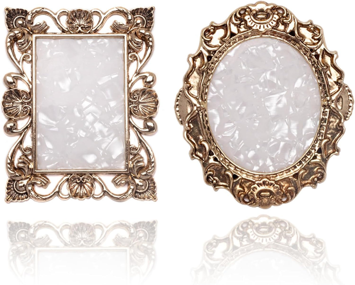 2 Pcs Nail Art Palette Nail Mixing Palette Polish Color Mixing Plate Golden Edge Nail Holder Display Board Heart Shape Cosmetic Mixing Tools (Gold)