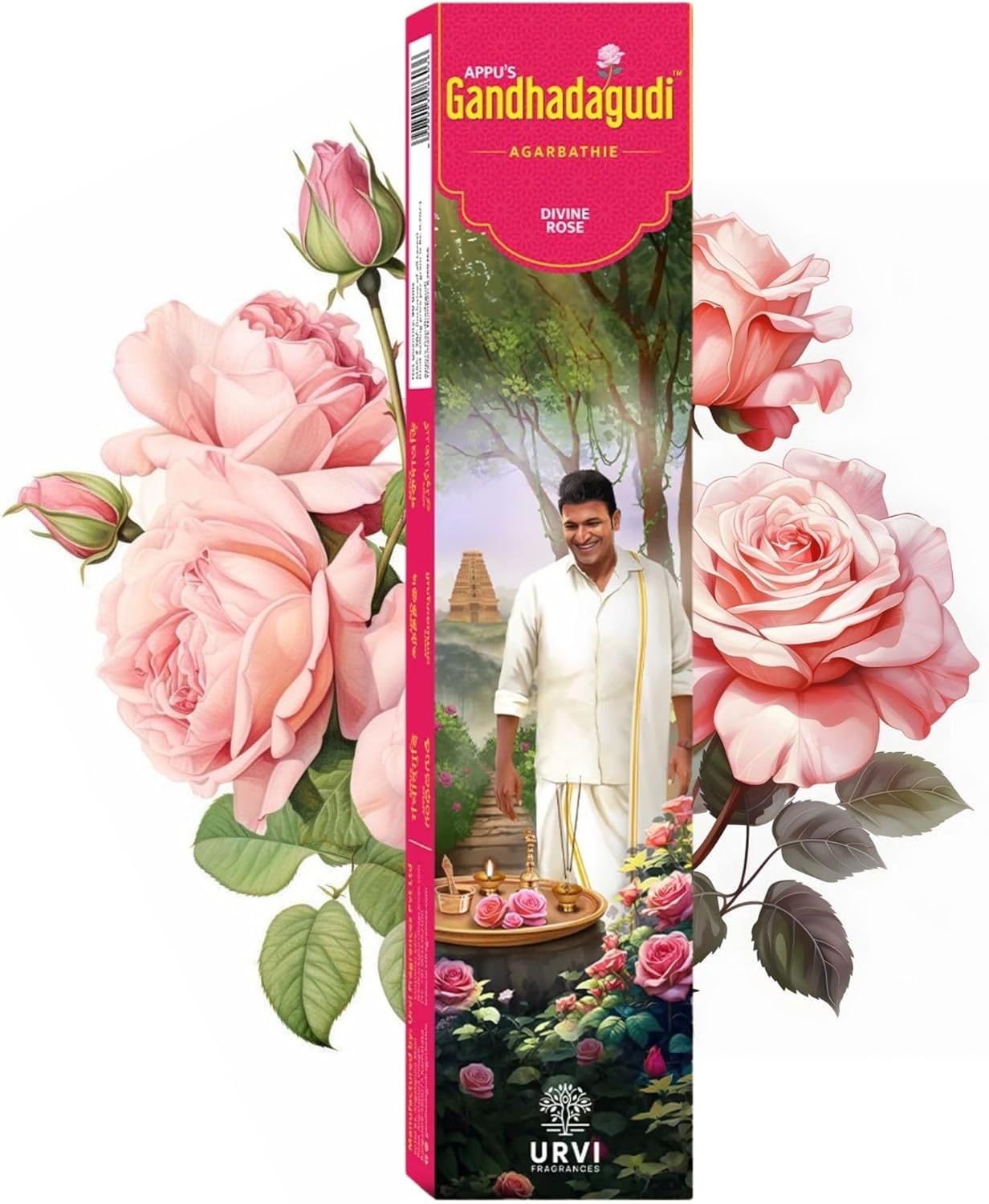 APPU'S Gandhadagudi Divine Rose Incense Sticks – 100g | Handmade, Toxin-Free, Long-Lasting Fragrance | Natural Resin Aroma for Meditation, Yoga & Home Use