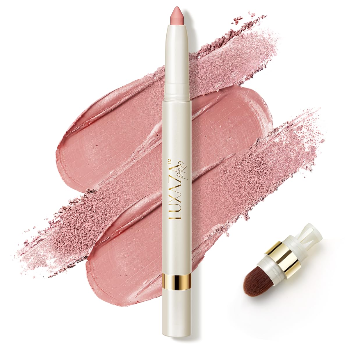 Eyeshadow Makeup Stick, Cream Shimmer, Eyeshadow Highlighter Makeup Eye Brightener Pencil Sticks Cosmetics, with Built-in Brush and Sharpener