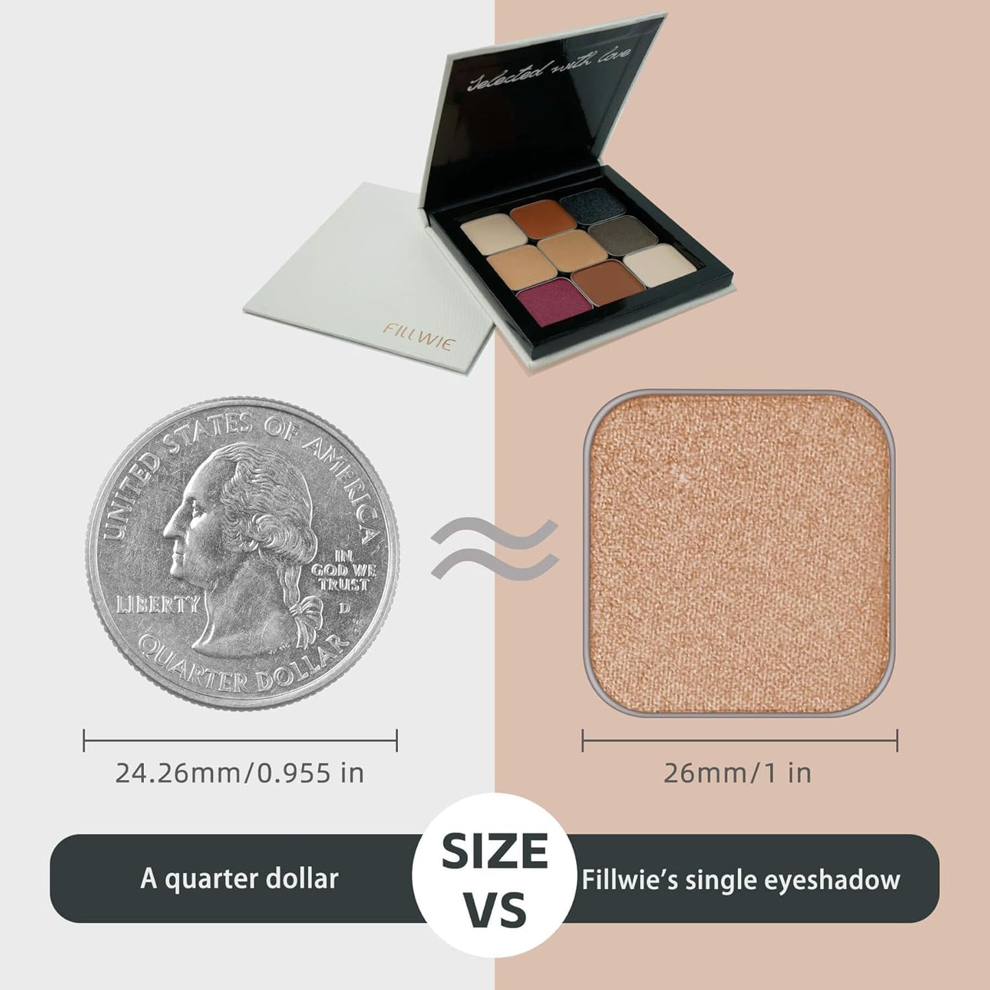 Magnetic Single Shimmer Champagne Eyeshadow with Metal Pan, Pressed Powder Eyeshadow Refill Pan, Pastel Highlight Shadow for Empty Magnetic Palette (Champagne Glow)