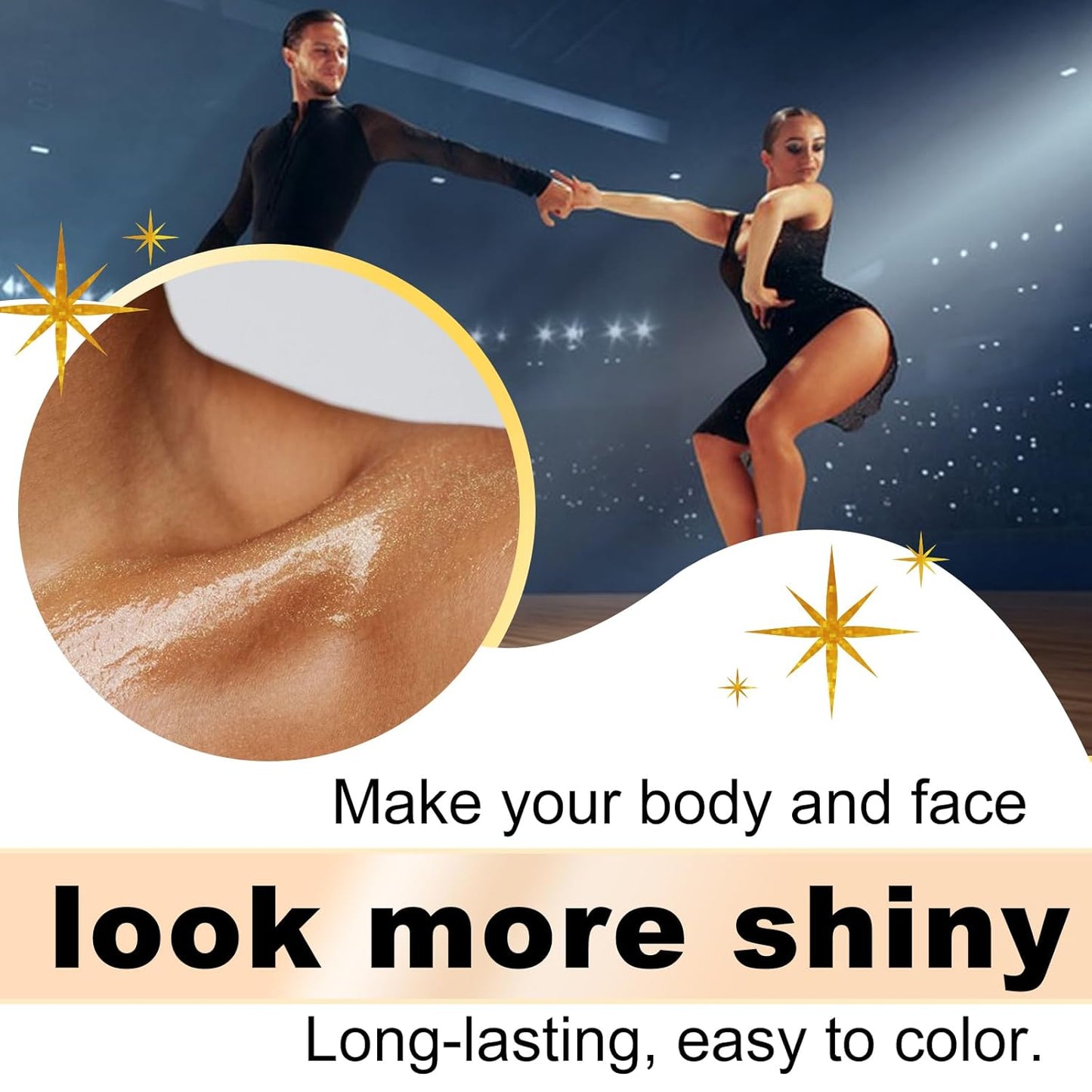 Shimmer Oil 100ml, Moisturizing Long Lasting Body Luminizer Face Brighten, Waterproof Liquid Illuminator Glow, Glitter Oil Highlighter Summer Glowing Makeup (#03 Bronze Gold)