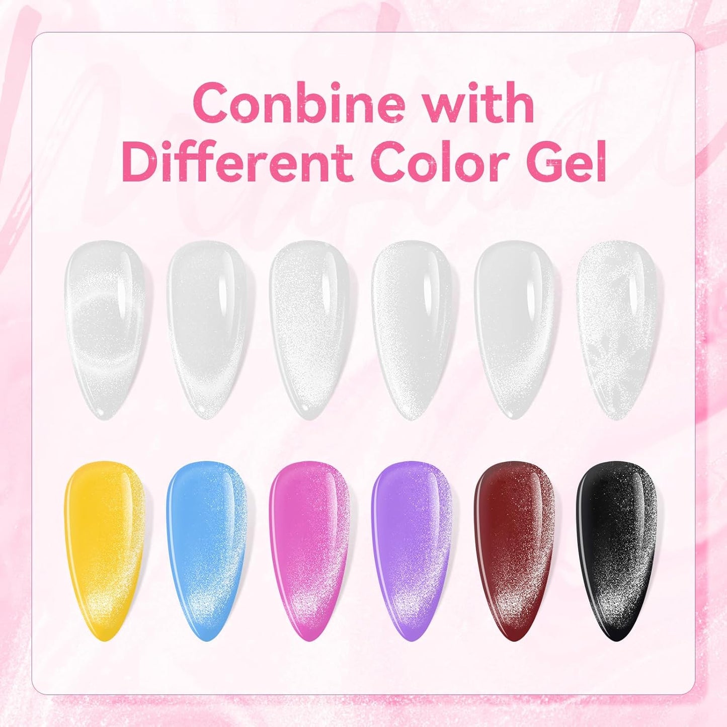 Makartt Universal Silver Cat Eye Gel Polish: Sparkle Glitter Nail Polish Holographic Magnetic Gel with Magnet DIY at Home for Beginner Easy to Use Nail Art Design Manicure 10ml