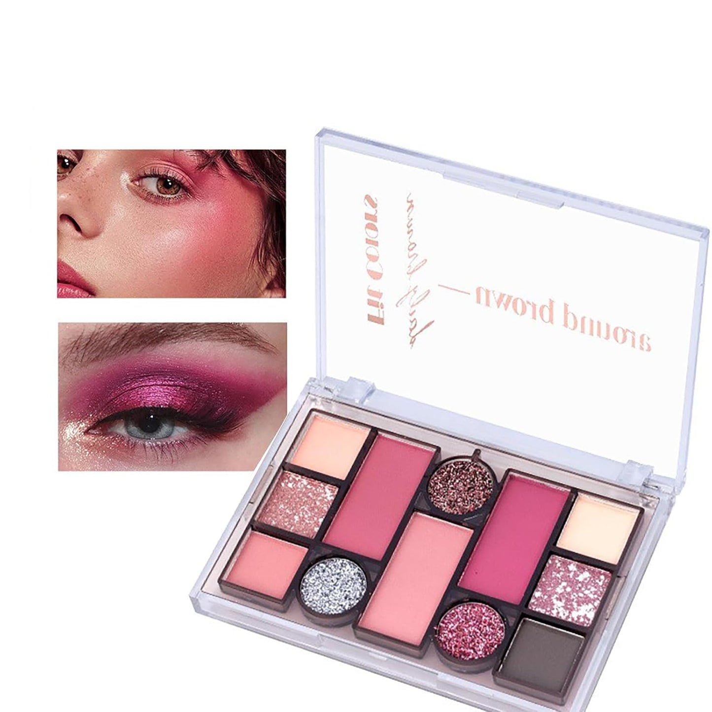 12 Colors Mini Glitter Eyeshadow Makeup Palette, Sexy Purple Shimmer Blush Highly Pigmented, Waterproof&Long Lasting paletas de sombras para de ojos, Quick Create a Flawless Look (03)