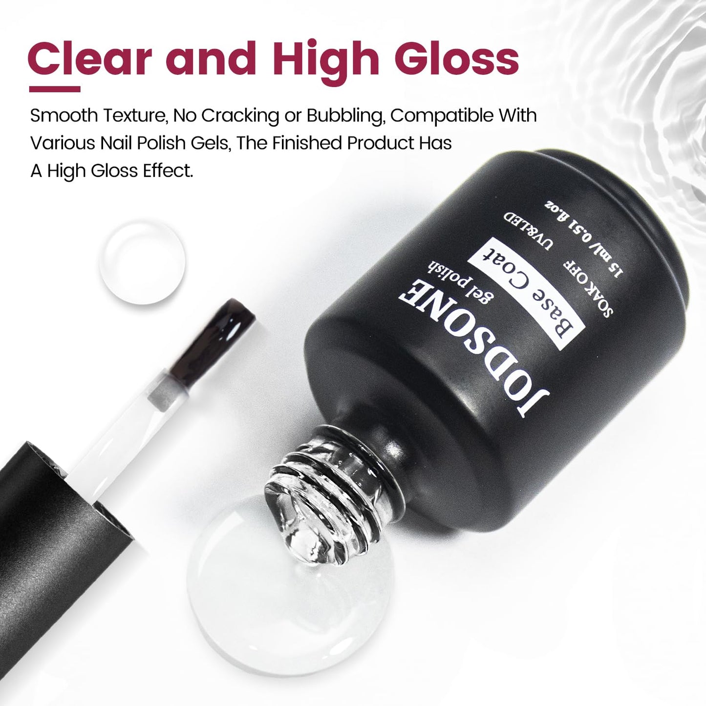 JODSONE 15ML Base Coat Gel Nail Polish Gel Glossy Quick Drying Durable Soak Off Clear No Wipe