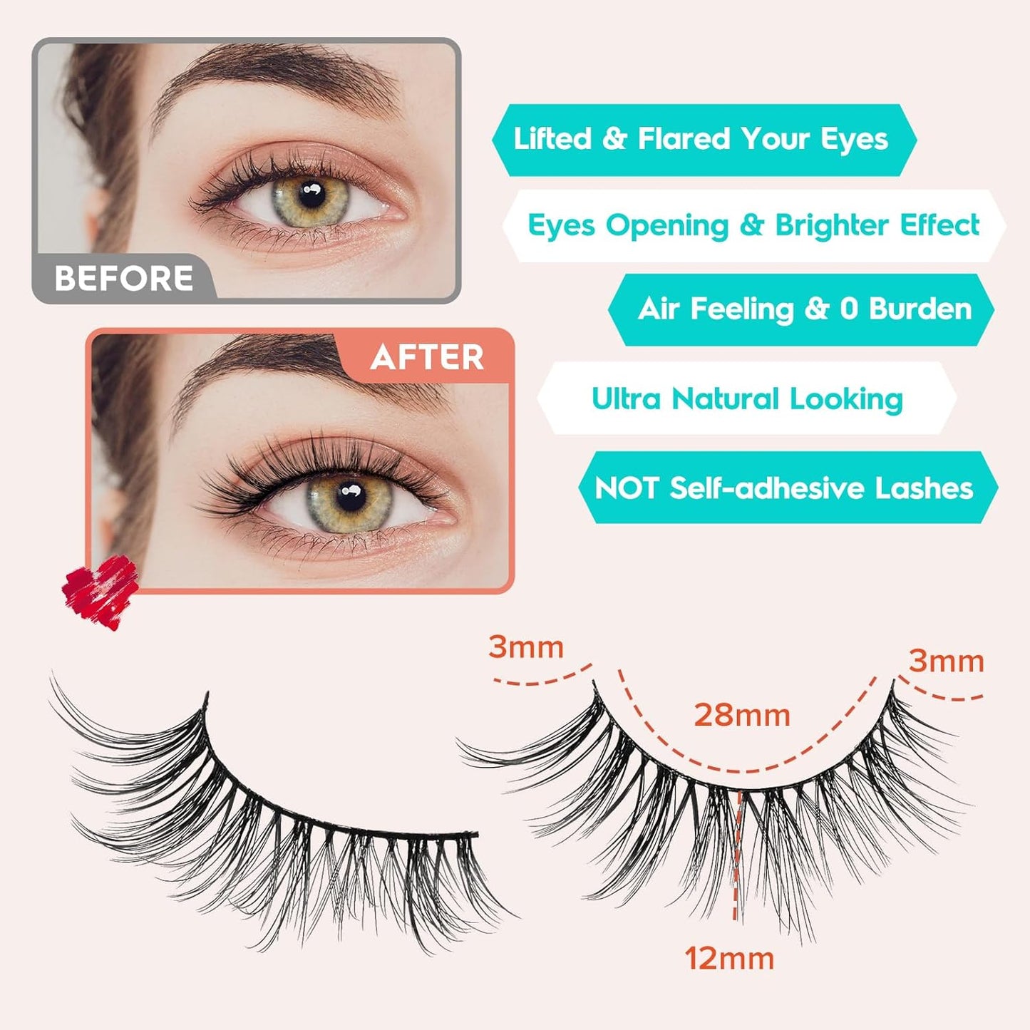 Wispy Lashes False Eyelashes Natural Cat Eye Lashes 12mm Strip Lashes withThin Band Siliglli Cat Eyelashes 3D Volume False Lashes C Curl Eyelashes Pack 7 Pair