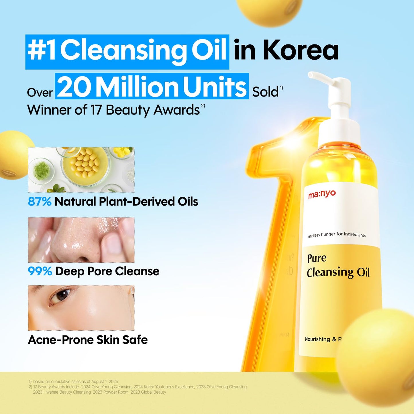 ma:nyo Pure Cleansing Oil 6.7 fl oz (200ml) Daily Makeup Remover & Blackhead melting with 14 Plant-Based Oils | Suitable for All Skin Types | Korean Skincare