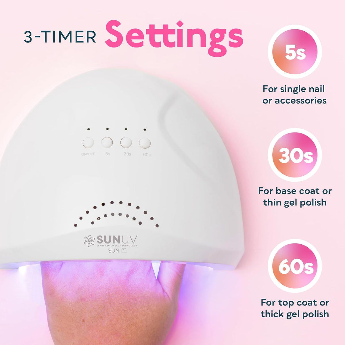 SUNUV UV LED Nail Lamp, Gel Light for Nail Polish UV Dryer with 3 Timers SUNone White