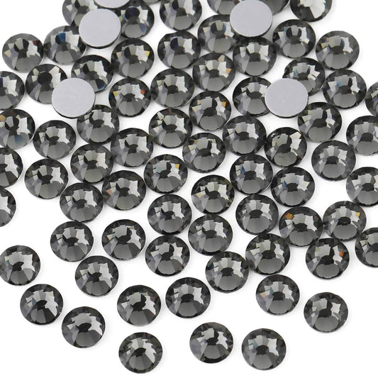 beadsland Flat Back Crystal Rhinestones Round Gems for Nail Art and Craft Glue Fix,Black Diamond (3.8-4.0mm) SS16/1440pcs