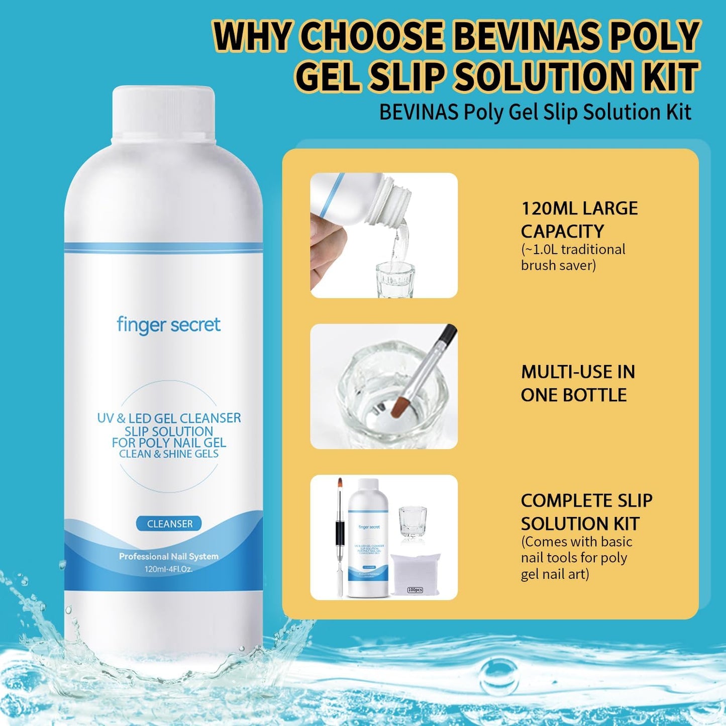Poly Gel Slip Solution 8 oz,Nail Slip Solution Kit Nail Cleaner Slip Solution For Builder Gel Nails,2PCS Poly Nail Gel Slip Solutions Anti-stick Gel Cleanser for Nails Poly Nail Gel