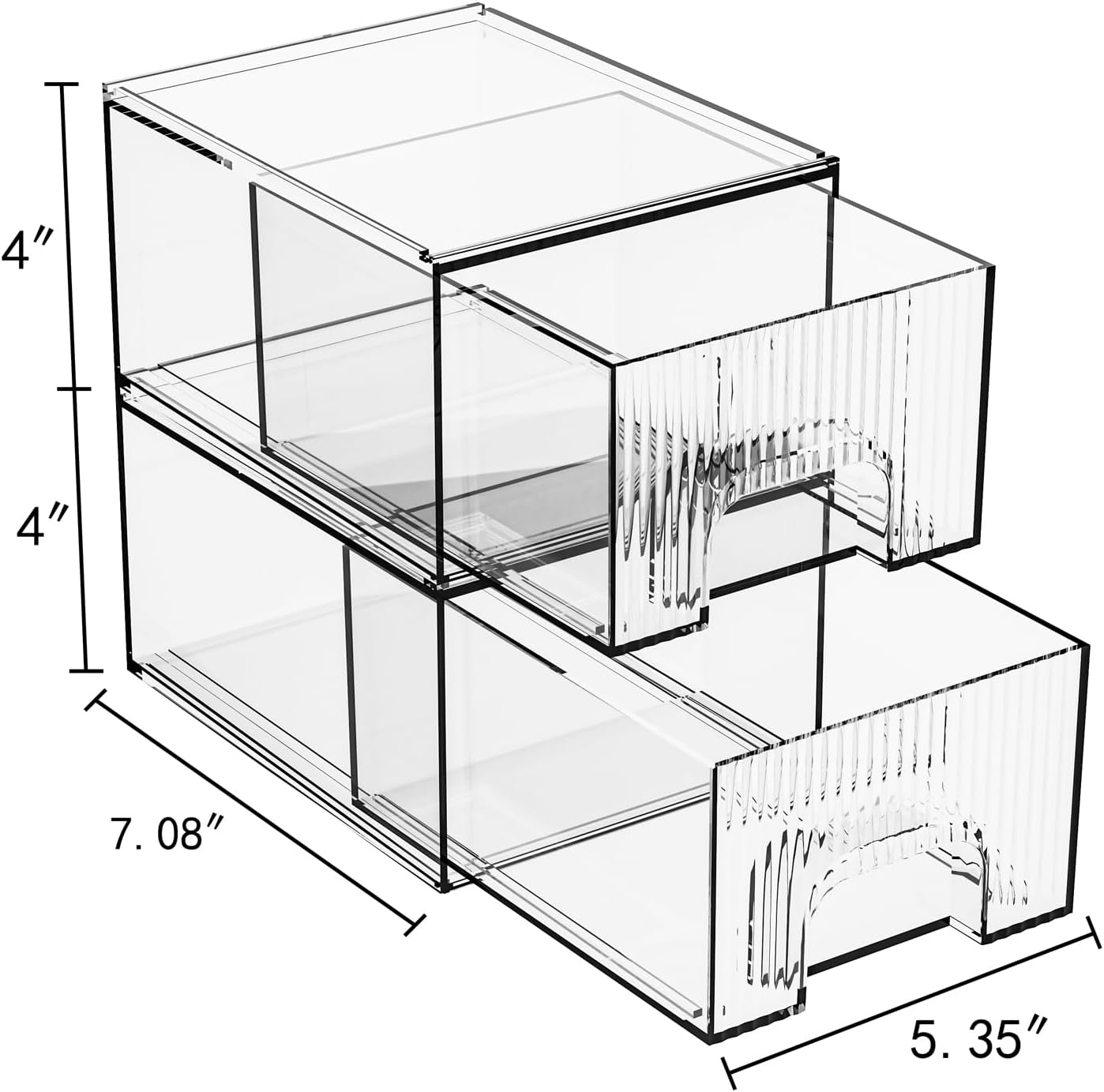 2 Pack Clear Stackable Acrylic Drawer Organizer for Vanity Bathroom Cabinet Storage