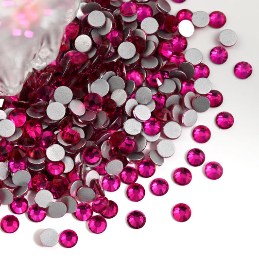 Flatback Glass Rhinestones,Bedazzler Gems 1440pcs Non Hot fix Rhinestones for Nail Charms Crafts Clothes Tumblers,Hot Pink,SS10