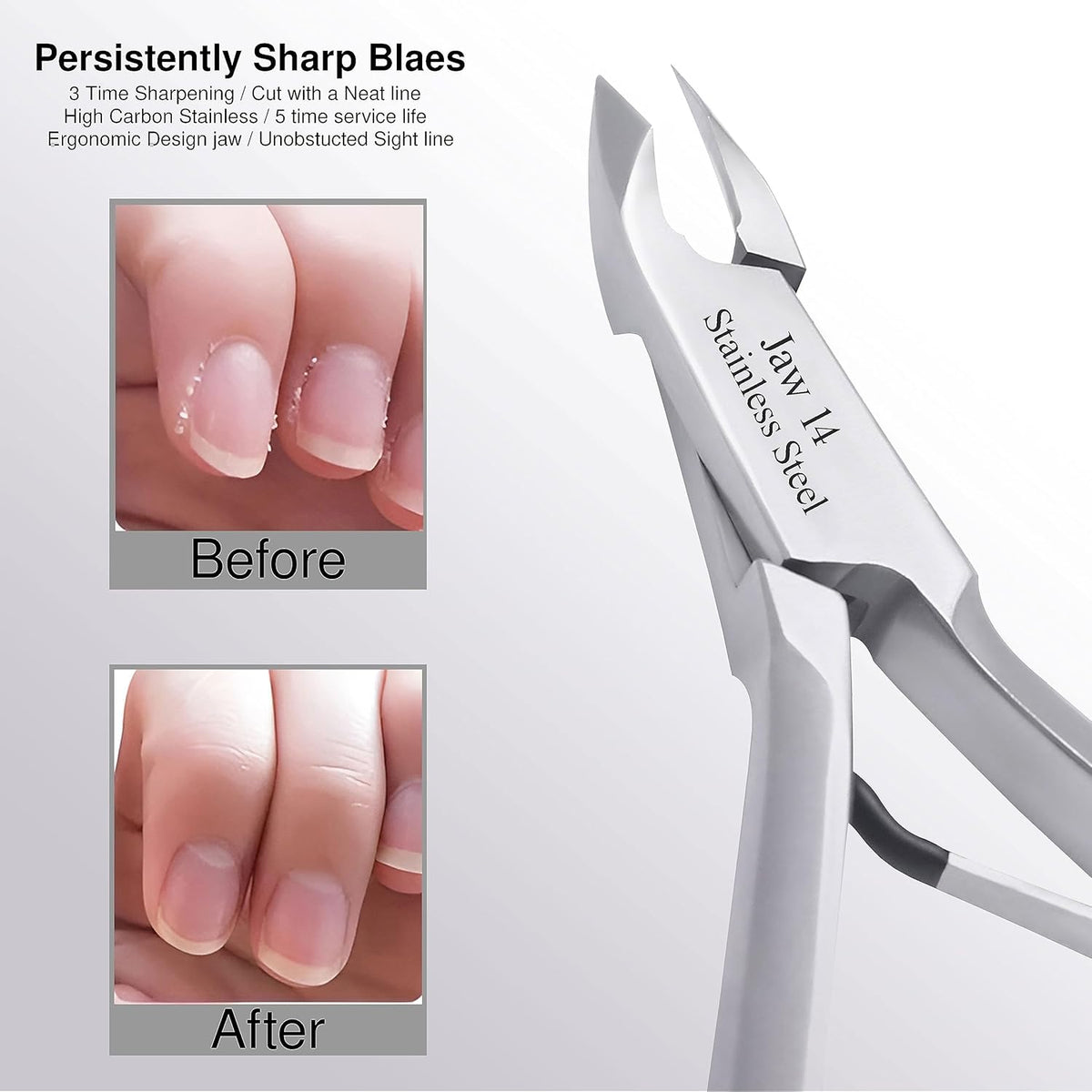 UM Supplies Cuticle Trimmer | Hangnail Remover | Extremely Sharp | Professional Cuticle Nippers | Stainless Steel | Cuticle clippers | Pedicure Manicure Tool I Jaw 14 (5mm)