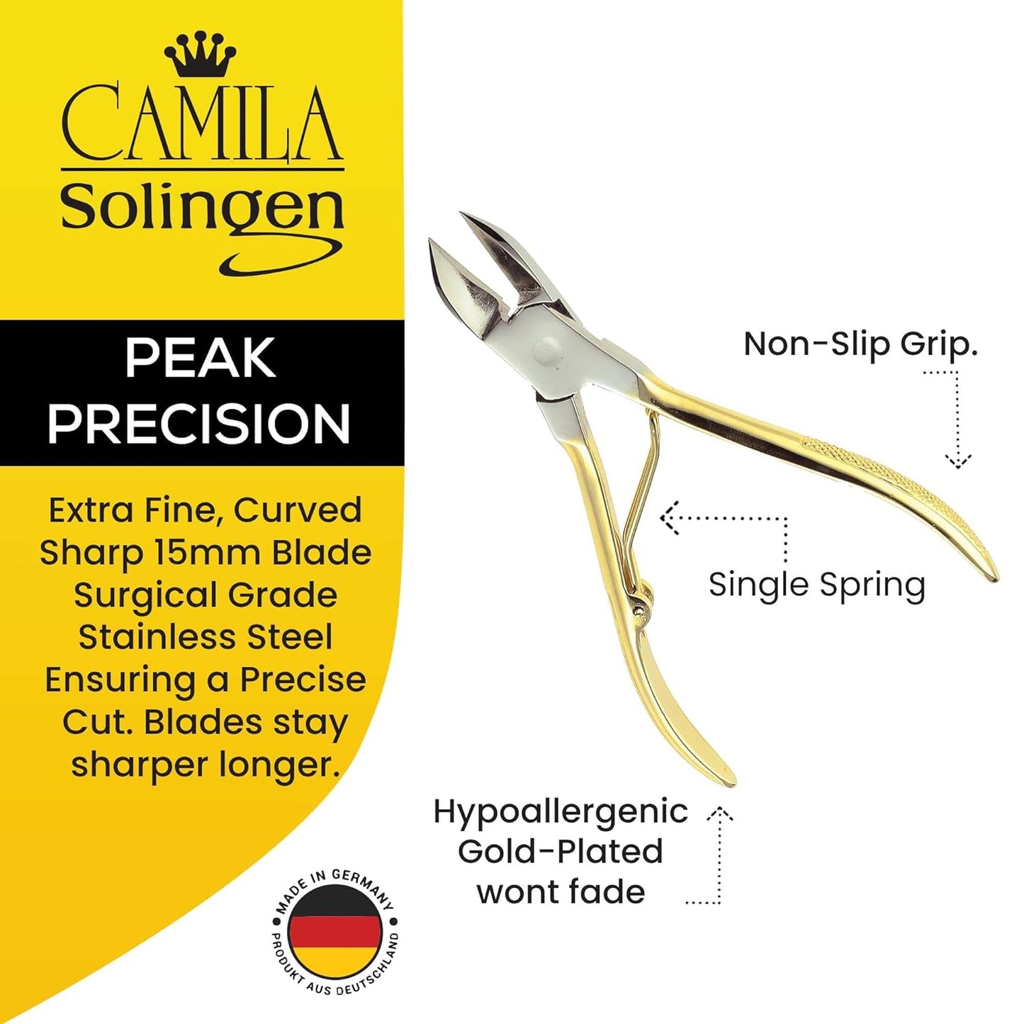 CS11-CS18 Professional 4" Fingernail Toenail Nipper/Clipper/Cutter Manicure and Pedicure Heavy Duty Precision Super Sharp Curved Stainless Steel 15mm Blade Solingen Germany