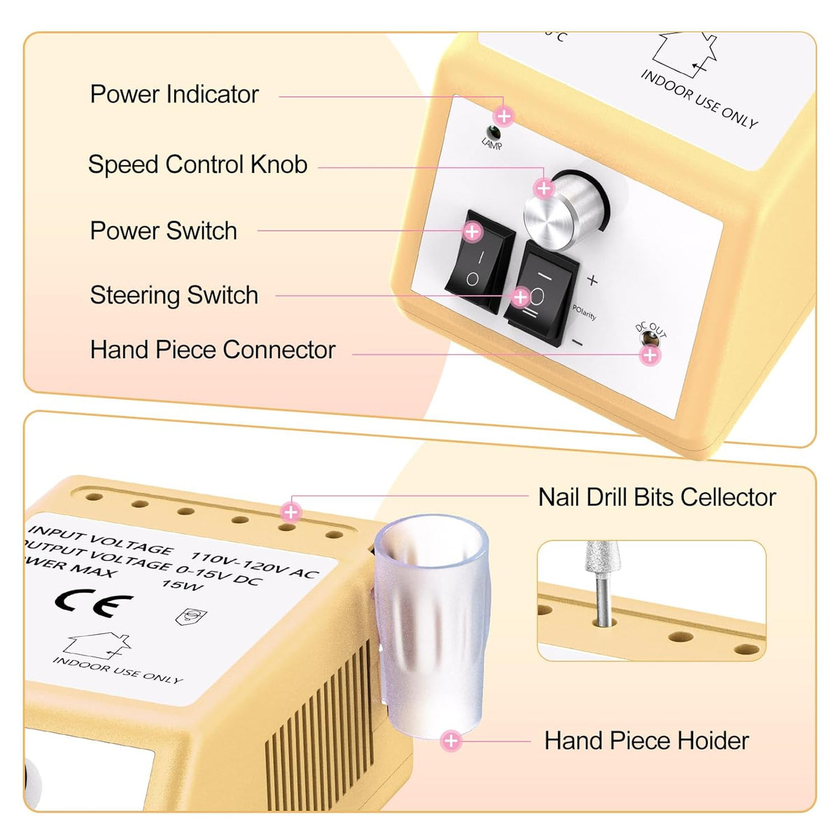 Jiasheng Electric Nail Drill, 30000rpm Professional Nail Drill Machine, Nail Drills for Acrylic Nails Professional Manicure Pedicure Kit for Woman