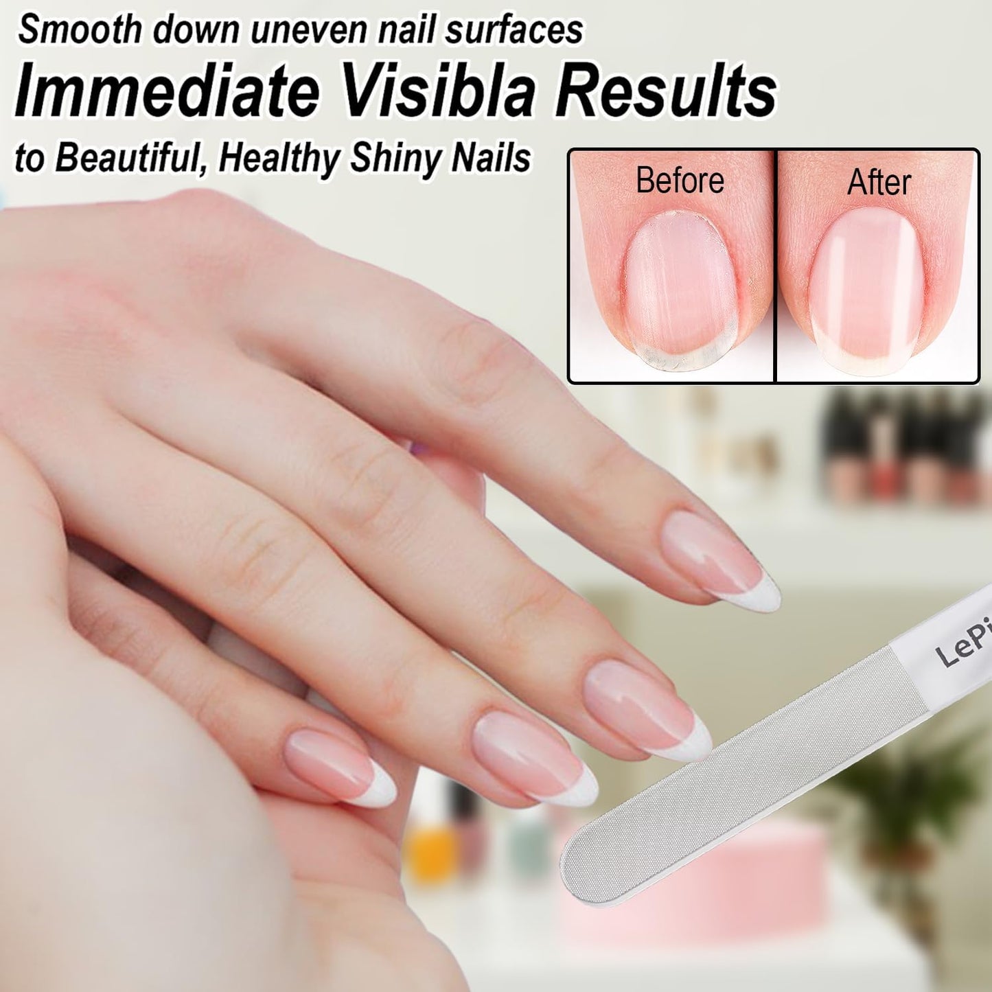 Diamond Nail File with Crystal Nail Shiner Set, Stainless Steel Nail File with Nano Glass Buffer, Metal Sapphire File with Nail Polisher, Professional Manicure Pedicure Kit for Salon Home and Travel