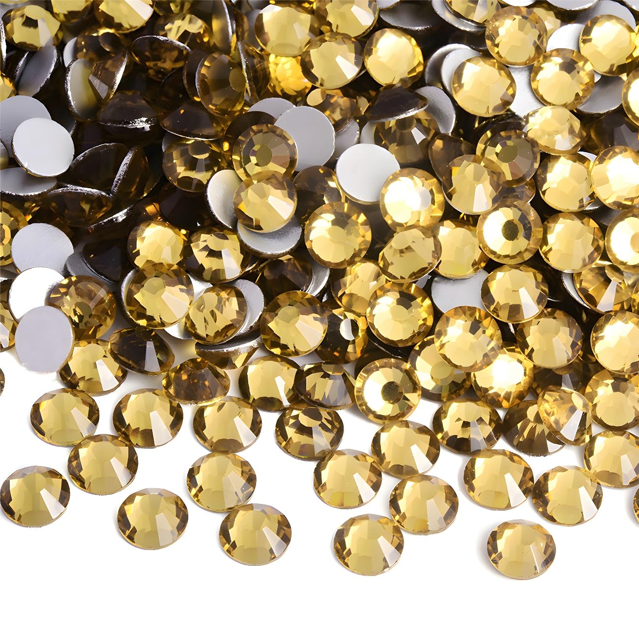 Flatback Rhinestones Round Gems for Nails Art and Crafts 1250Pcs SS20 5mm Glitter Crystals Stone DIY Bags Clothes Shoes (Crystal Yellow)