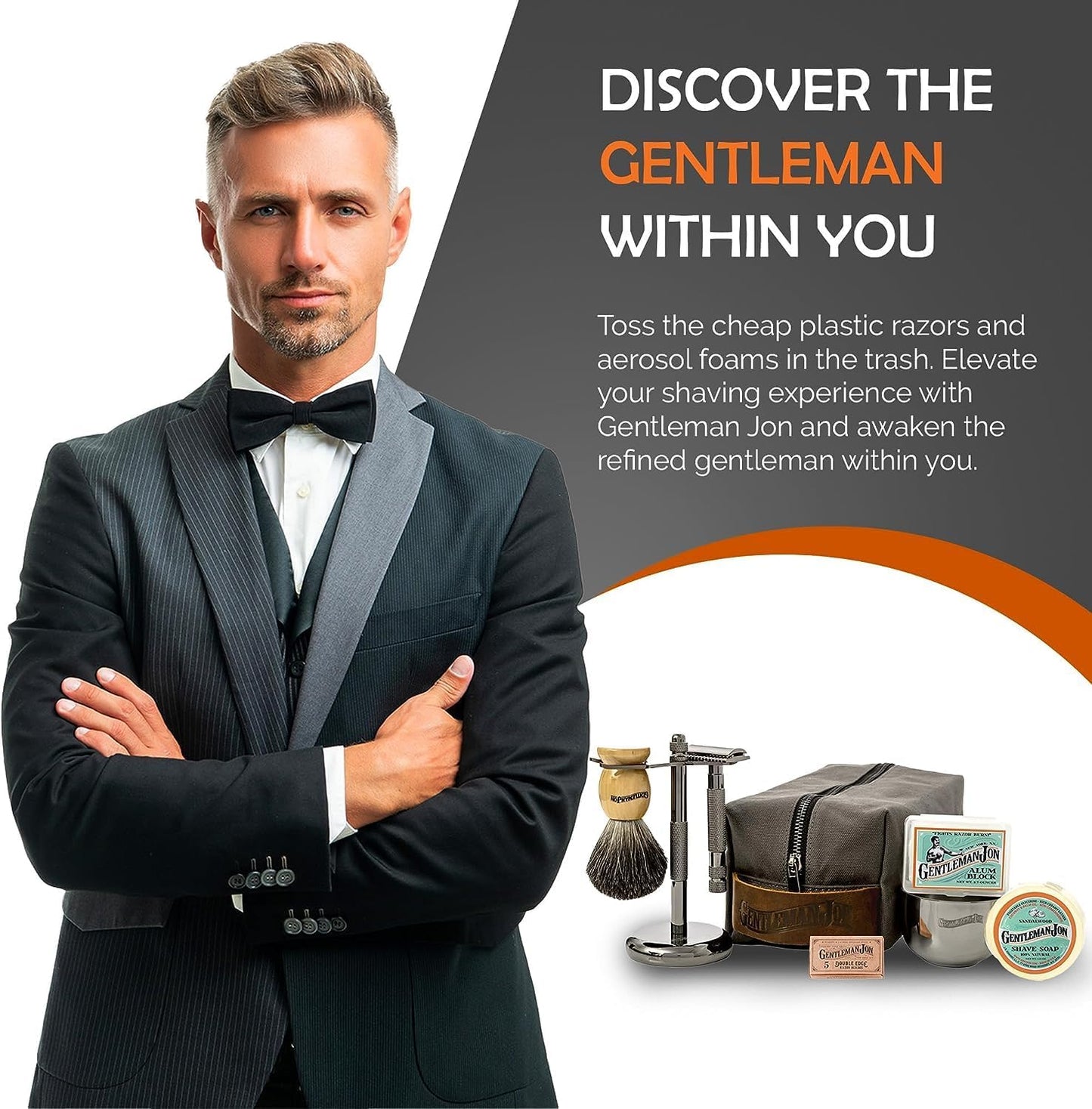 Supreme Shaving Collection - Deluxe Safety Razor Shaving Kit & Extra 50-Pack Platinum Double Edge Razor Blades - Extensive Wet Shave Set for Men - Superior Comfort and Smooth Shaves