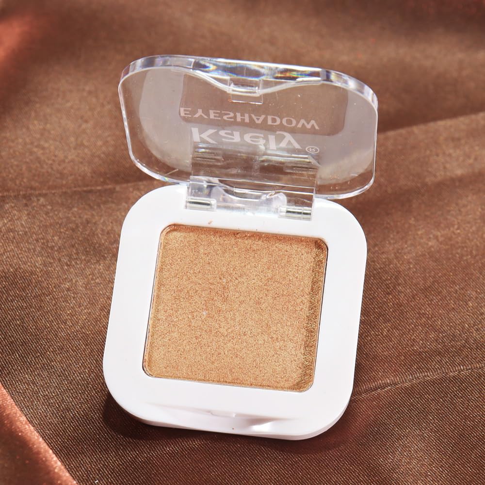Kaely Pressed Single Eyeshadow Makeup, Golden Shimmer Highly Pigmented Monochrome Eye Shadow Palette, Waterproof Neutral Powder Mini Eyeshadow, sombras para ojos, Lightweight Blendable, 06