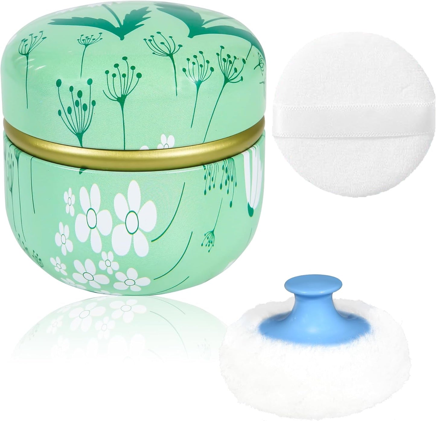 WEMEGA Body Powder Case with Powder Puff Powder Container Tea Box for Baby and Women Powder Puff and Powder Case for Travel (Summer Breeze1)