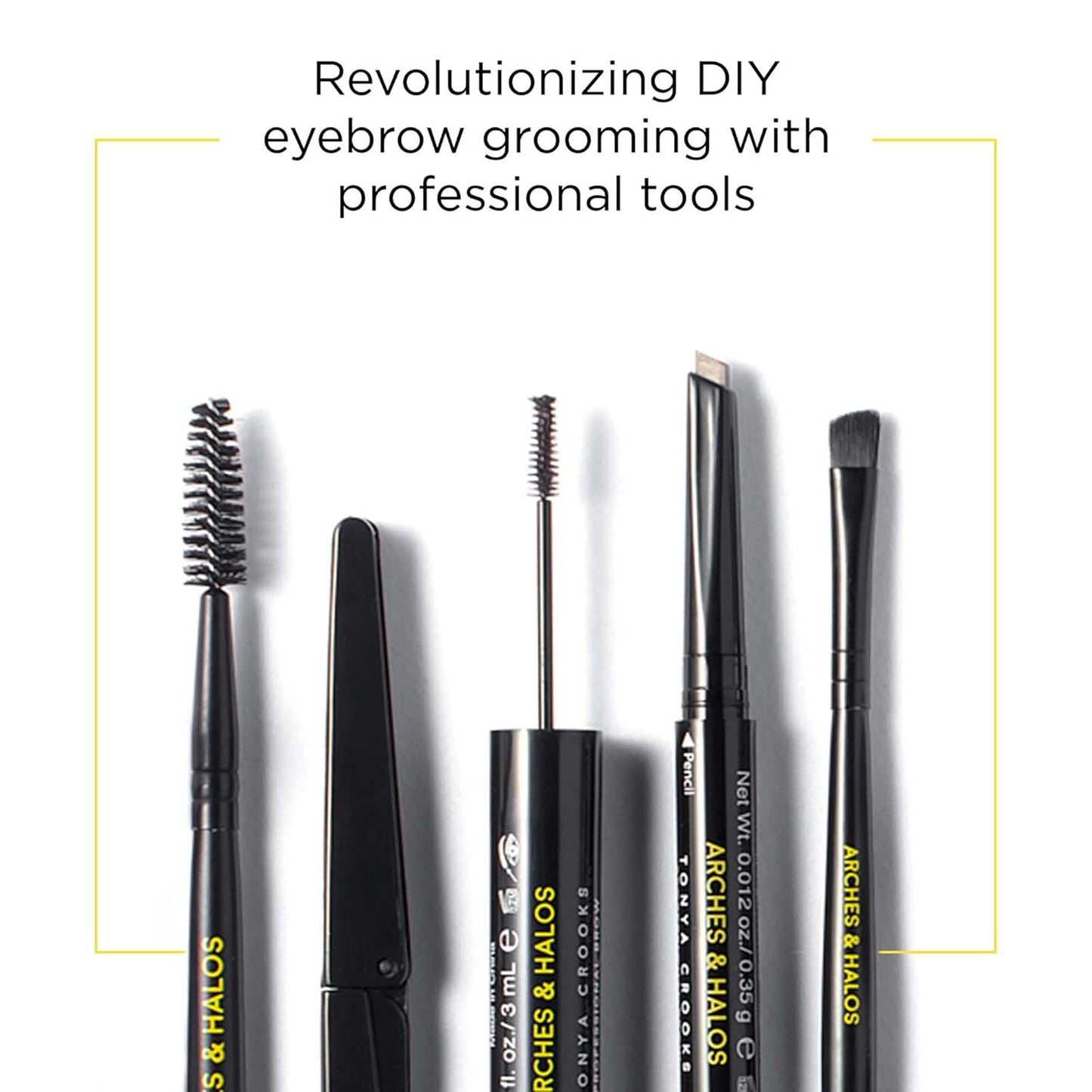 Arches and Halos Duo Luxury Brow Powder - Eyebrow Shaper and Color - Powder Compact with 2 Neutral Shades - Dark Brown - 0.1 oz