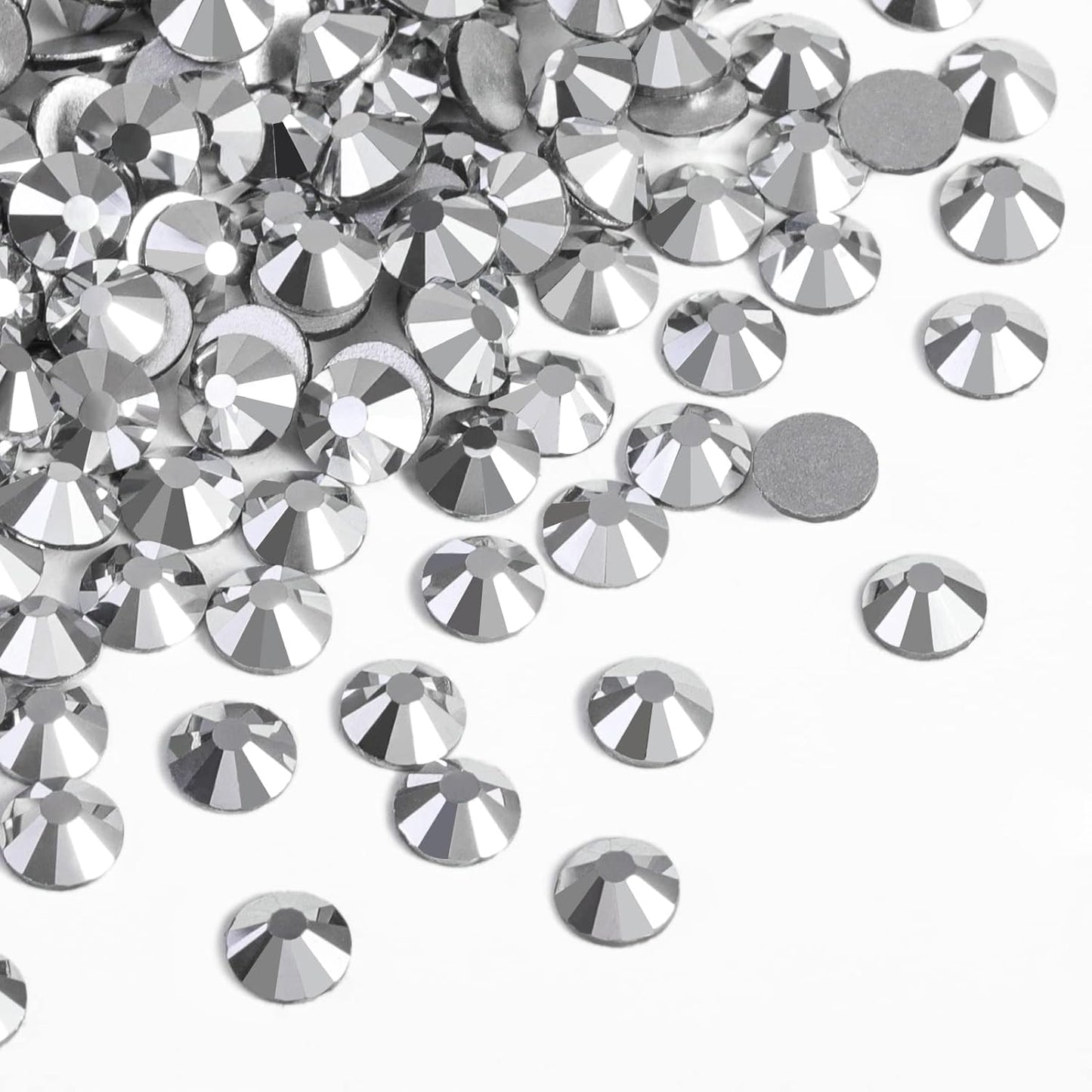 beadsland Flat Back Crystal Rhinestones Round Gems for Nail Art and Craft Glue Fix, Silver Hematite (2.3-2.5mm) SS8/1440pcs